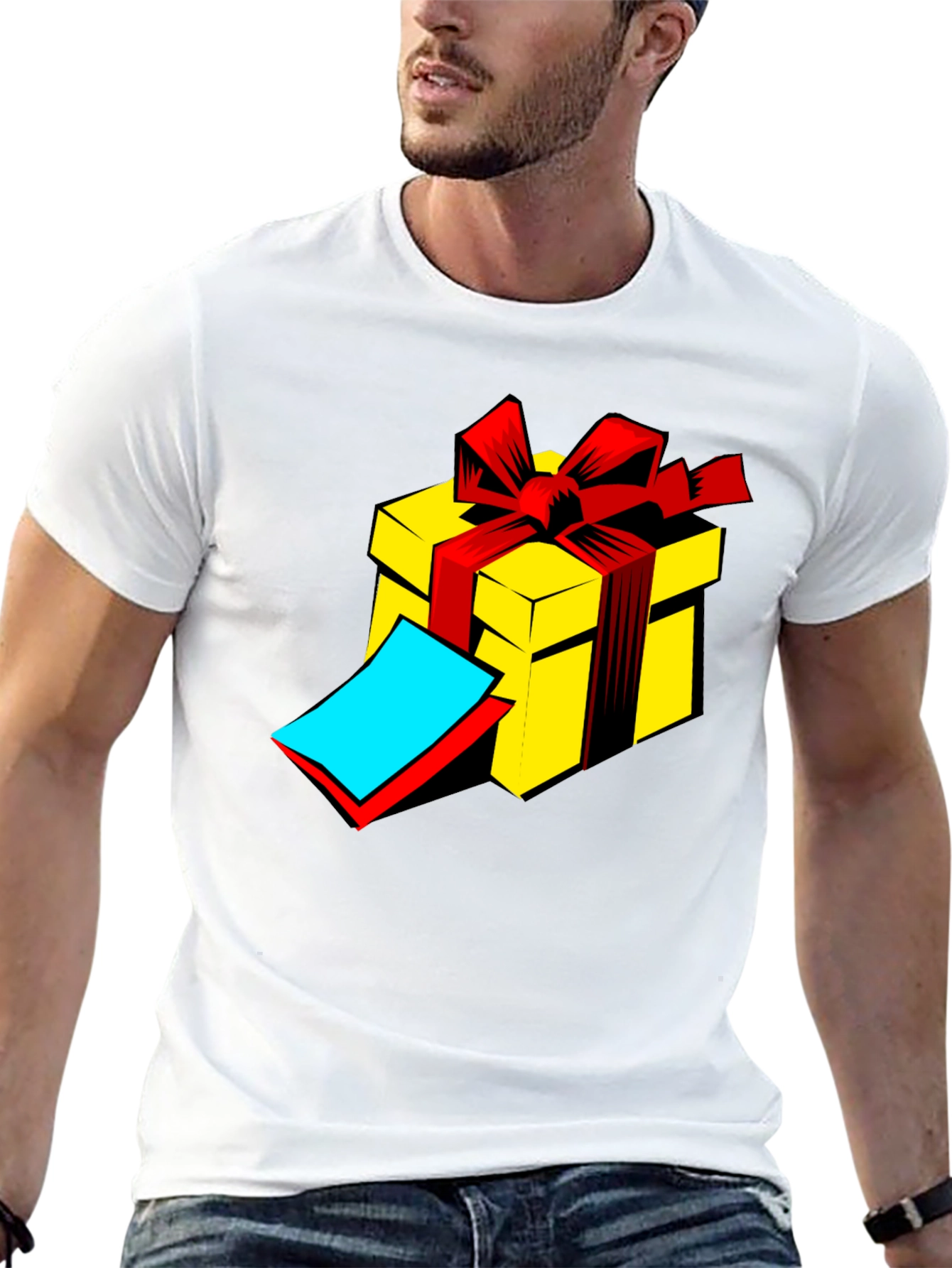 Gift Box Graphic Tee - Black Cotton T-Shirt