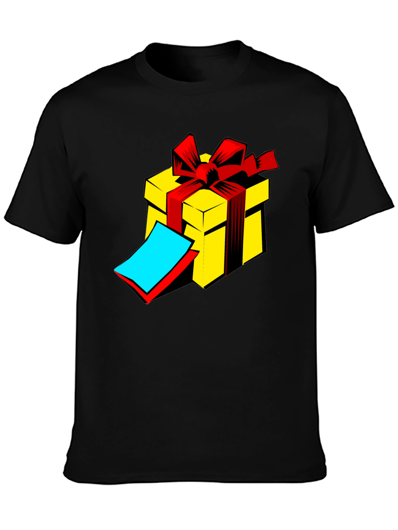 Gift Box Graphic Tee - Black Cotton T-Shirt
