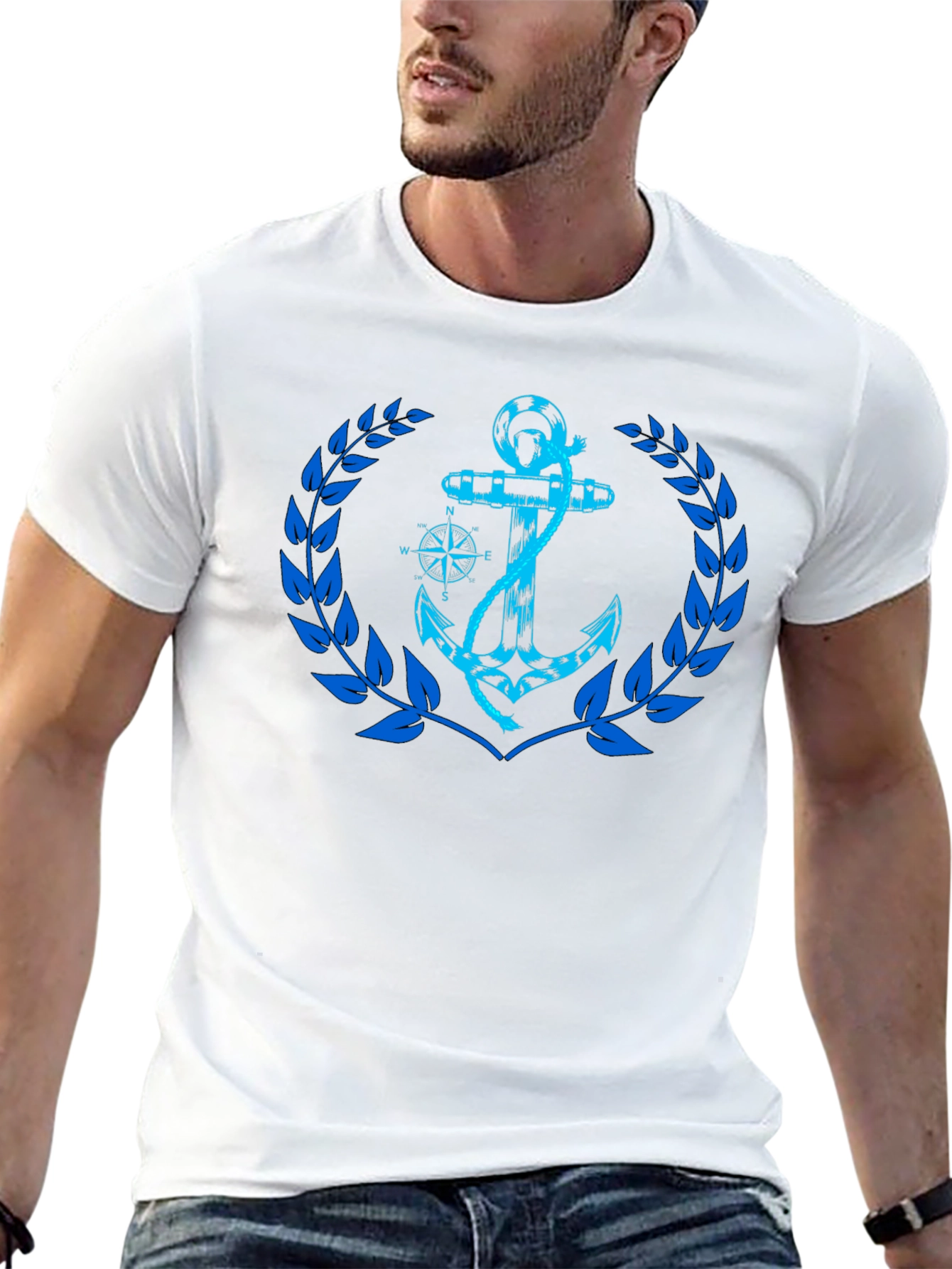 Nautical Anchor Graphic Black T-Shirt