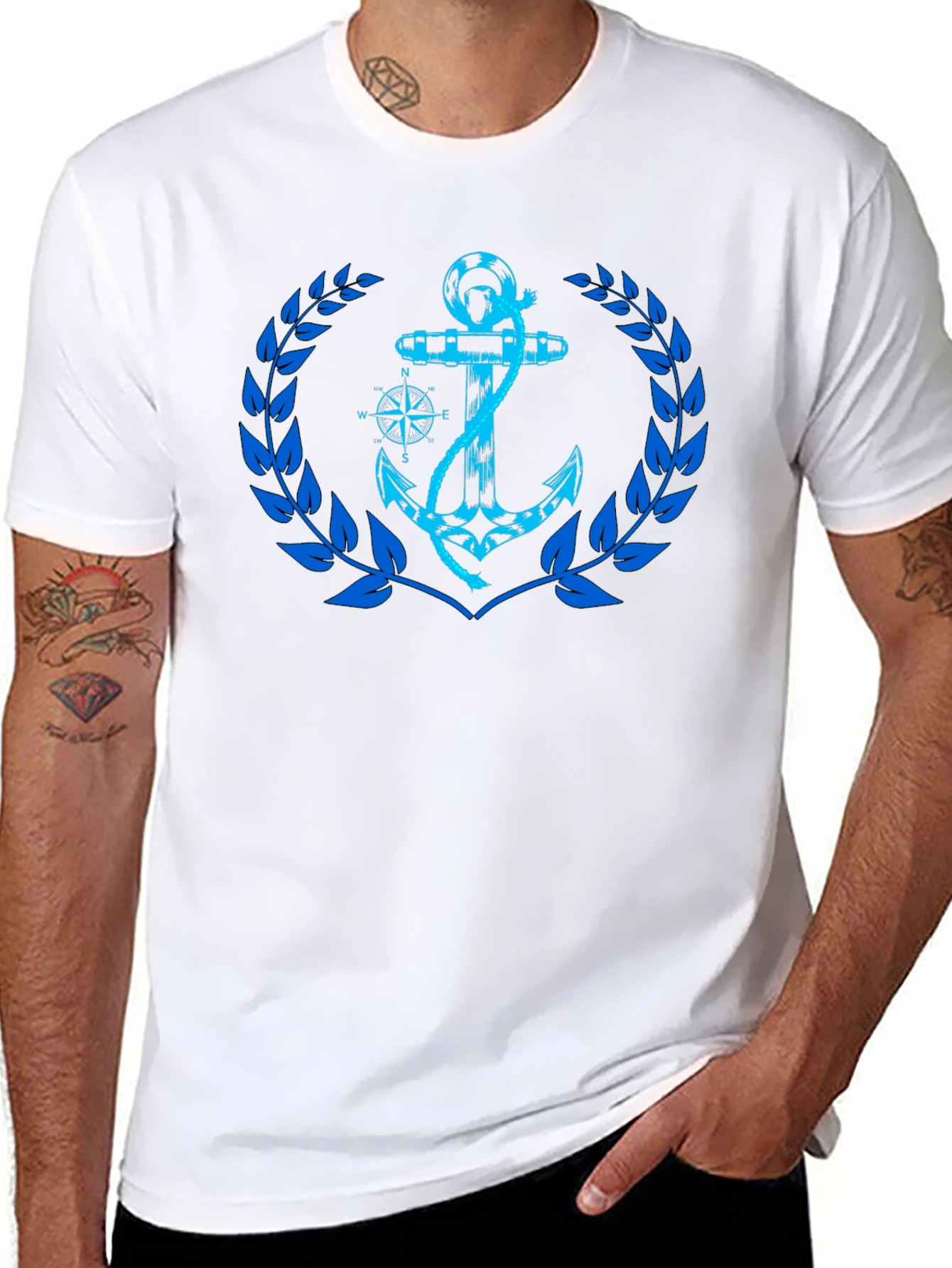 Nautical Anchor Graphic Black T-Shirt