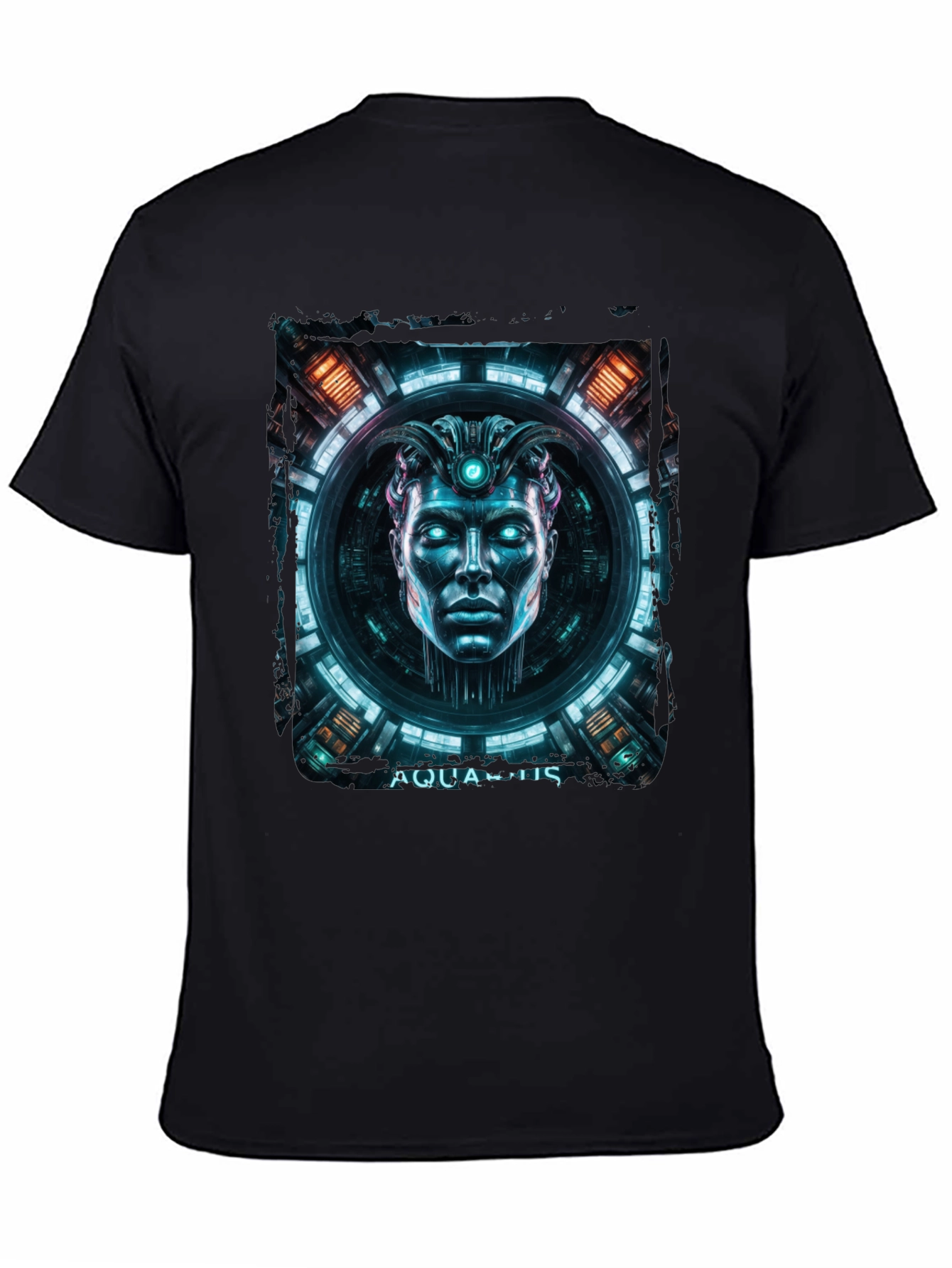 Futuristic Aquarius Graphic Tee - Black
