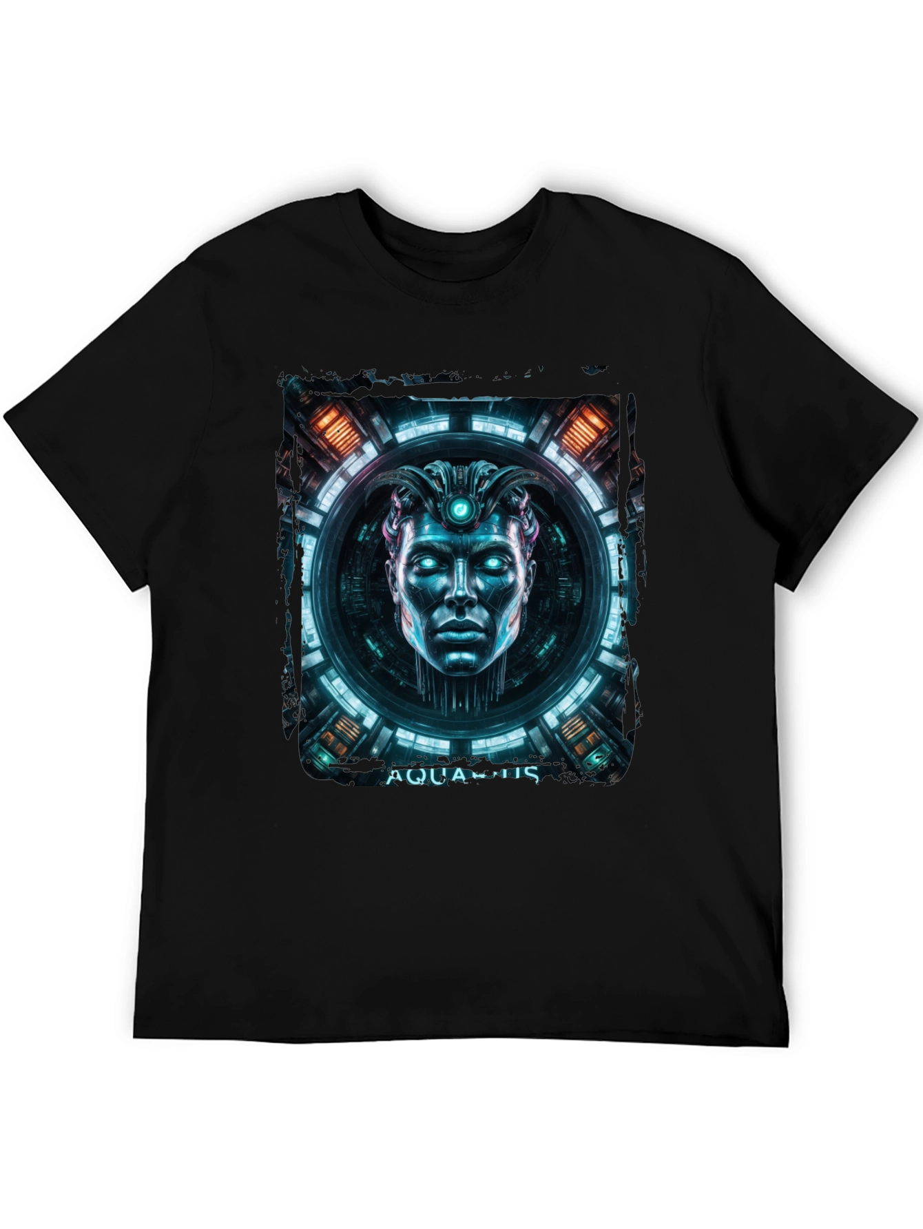 Futuristic Aquarius Graphic Tee - Black