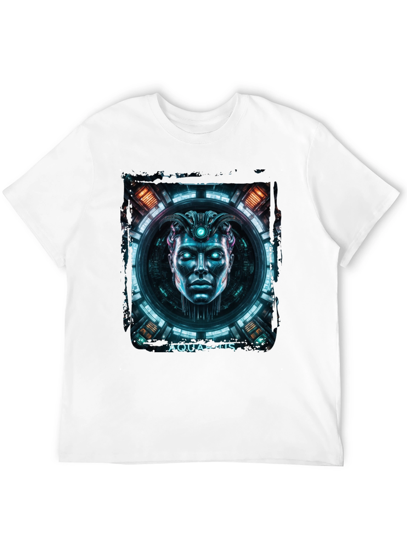 Futuristic Aquarius Graphic Tee - Black