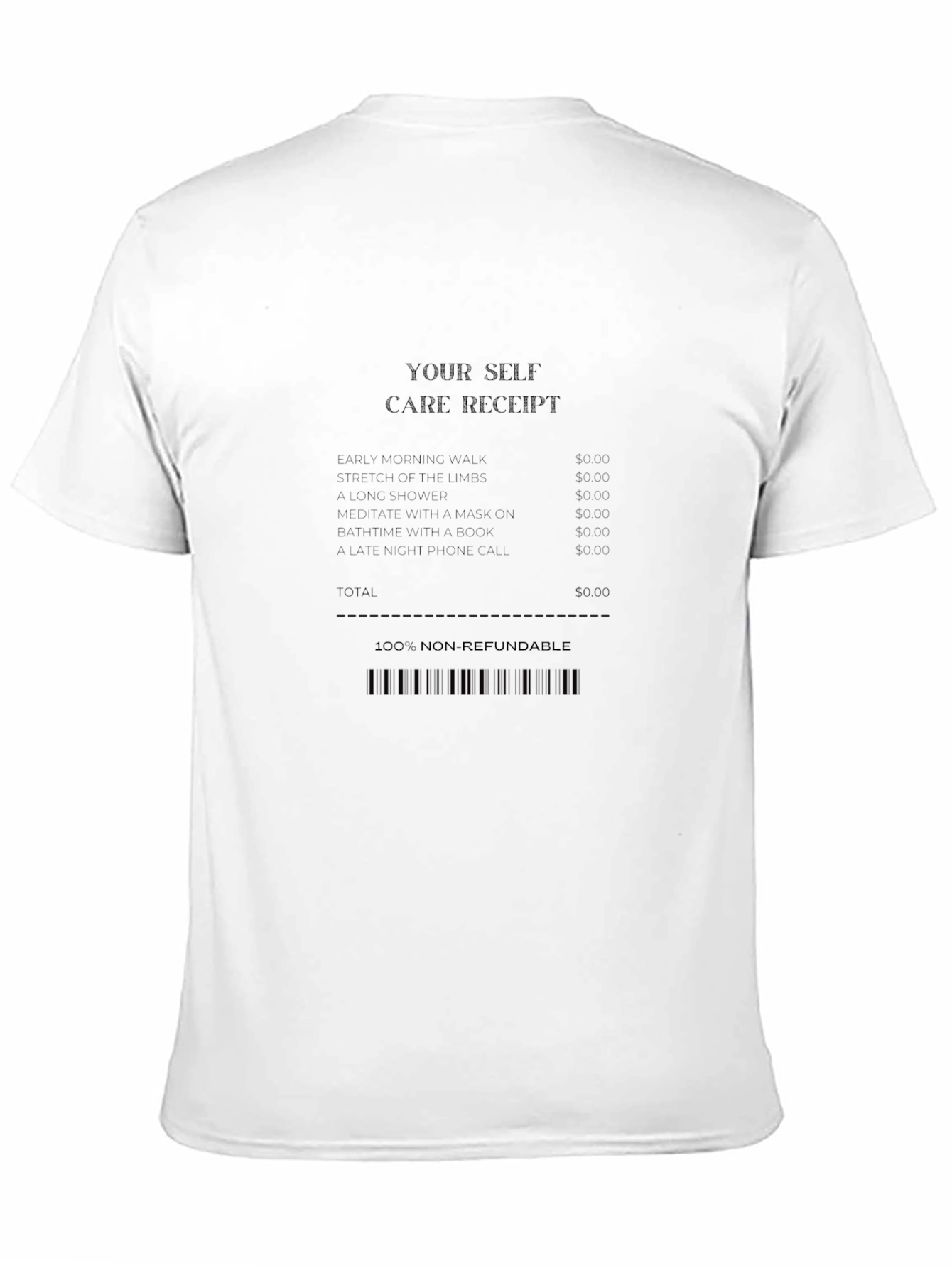 Self Care Receipt Black T-Shirt