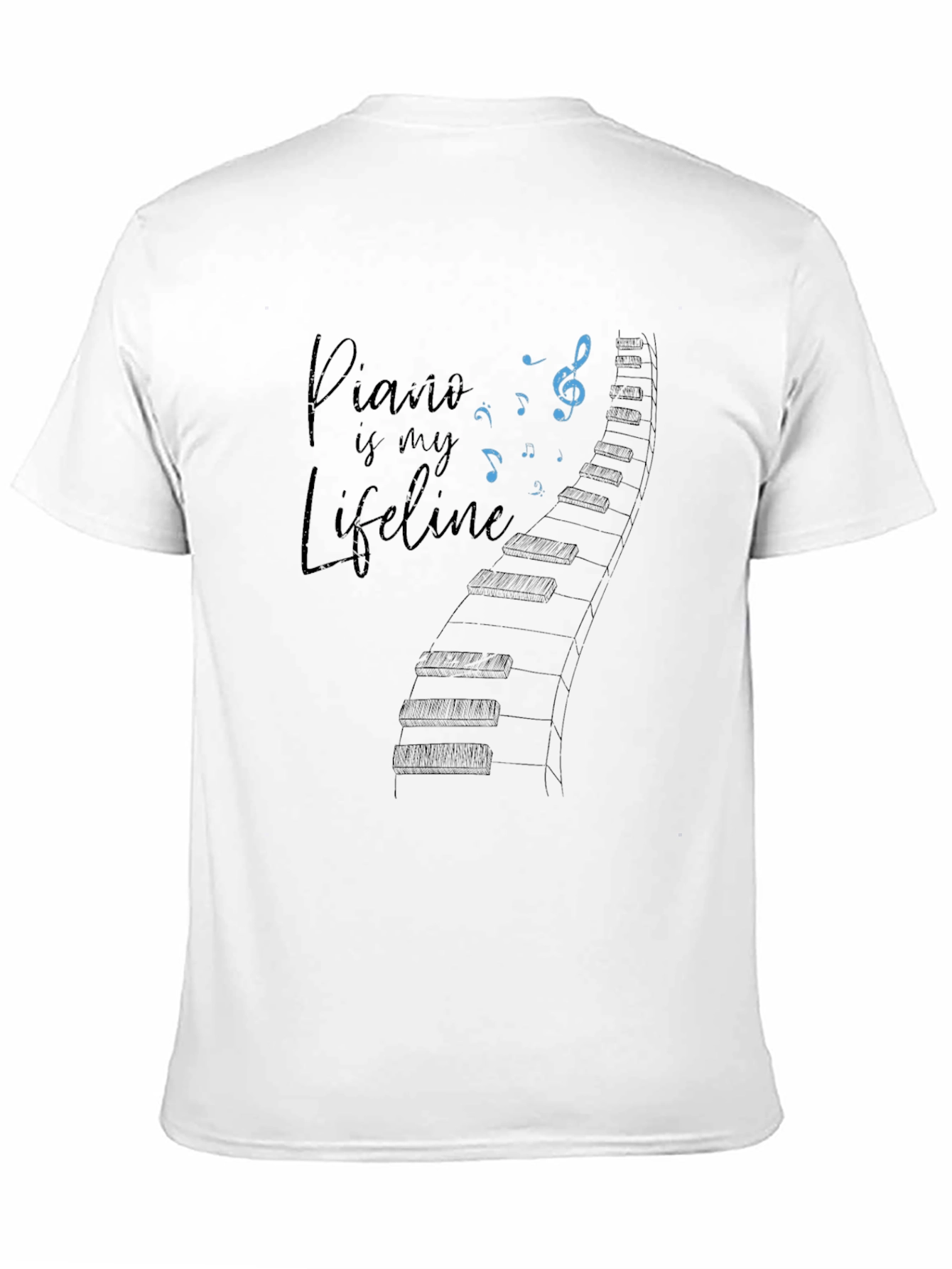 Piano is My Lifeline Black Graphic Tee