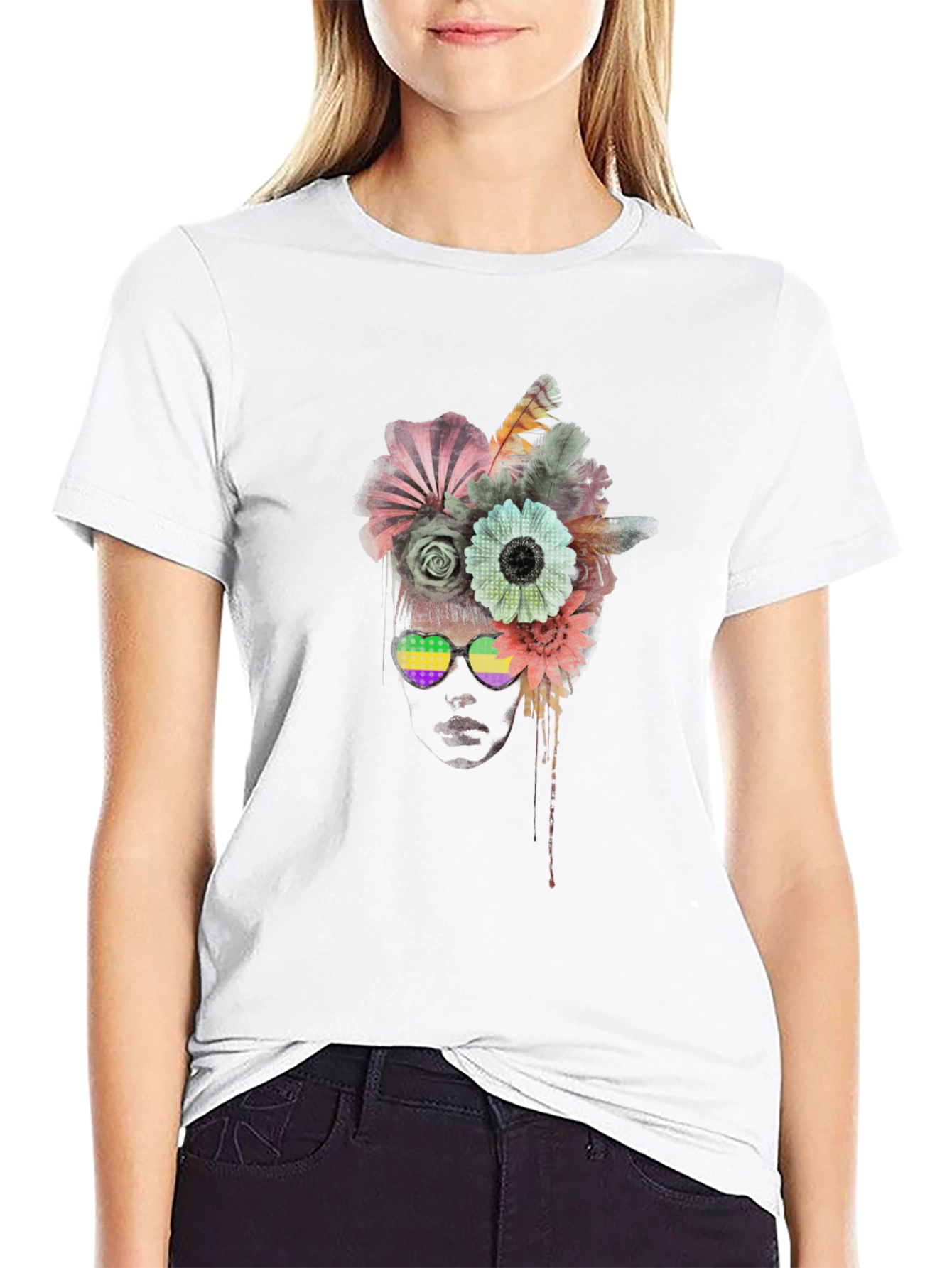 Floral Sunglasses Graphic T-Shirt - Unisex