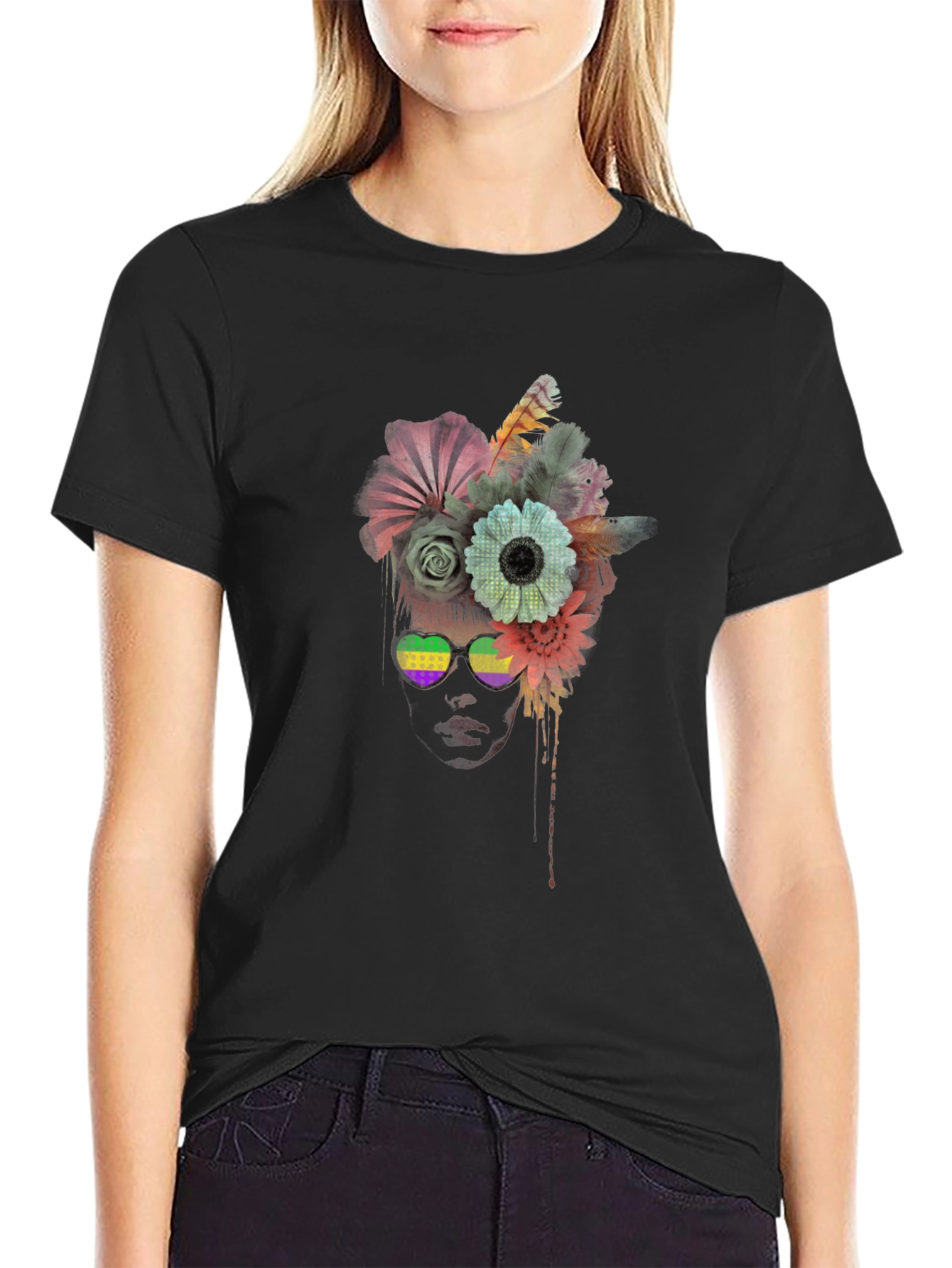 Floral Sunglasses Graphic T-Shirt - Unisex