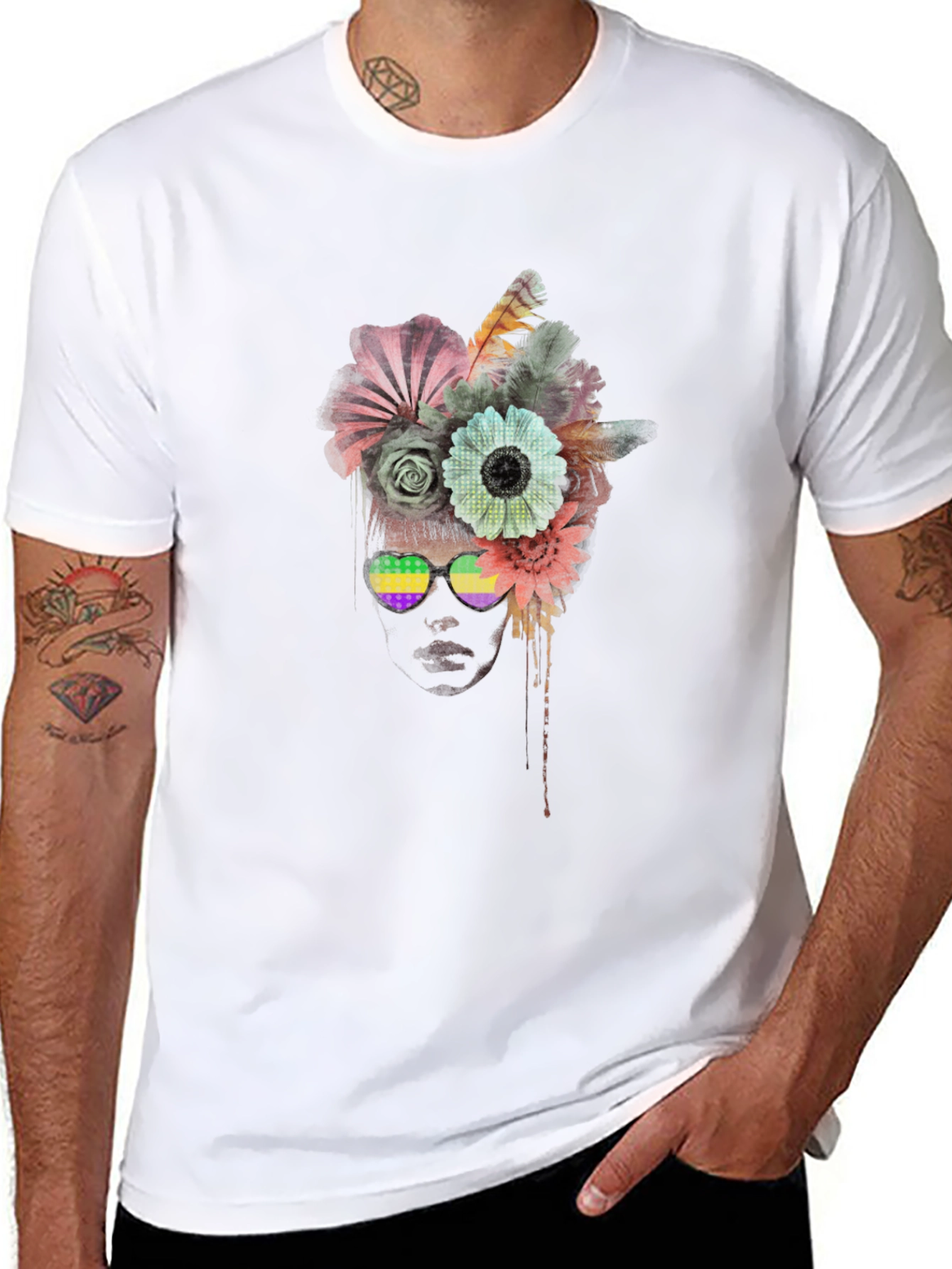 Floral Sunglasses Graphic T-Shirt - Unisex