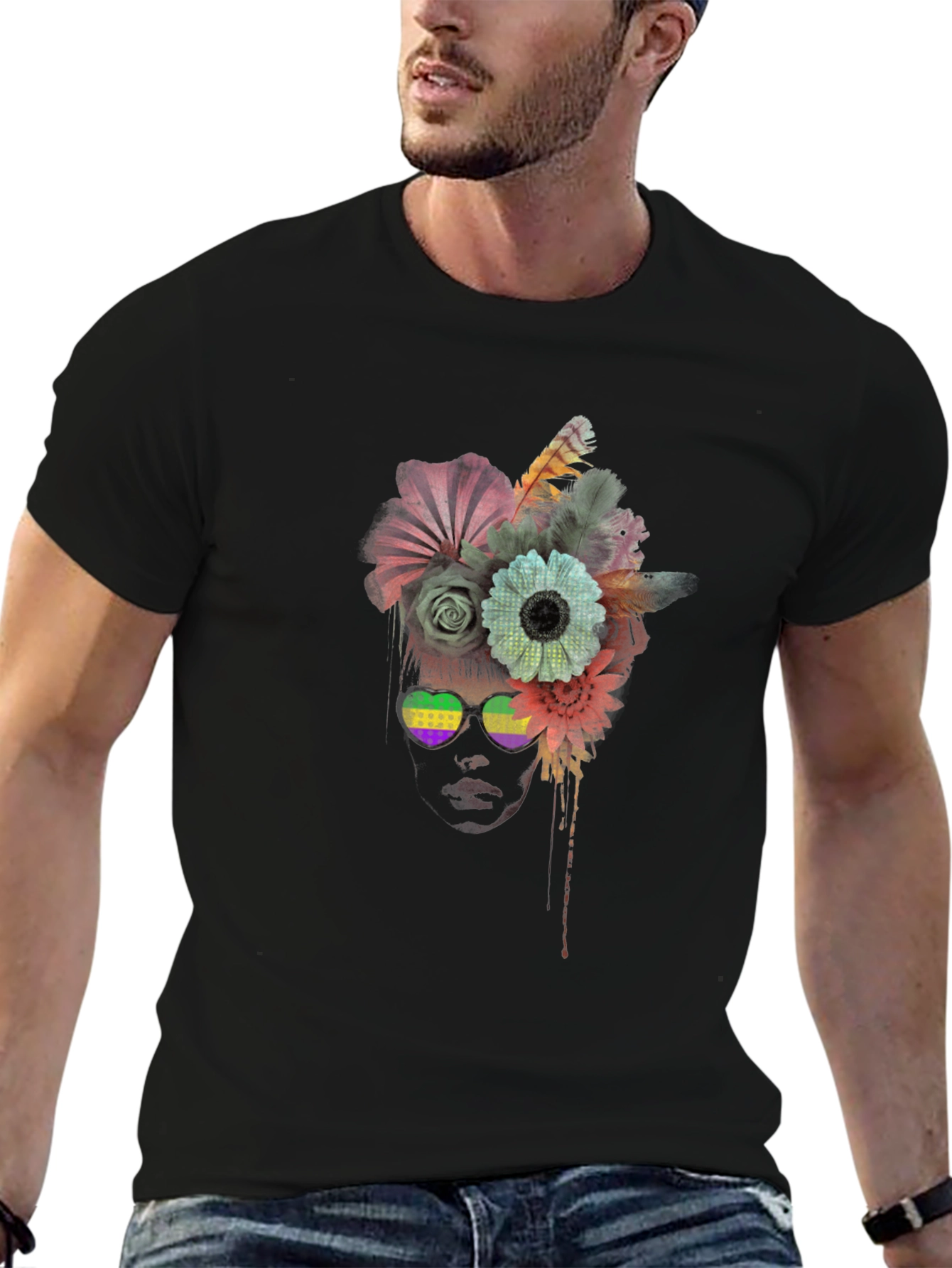Floral Sunglasses Graphic T-Shirt - Unisex