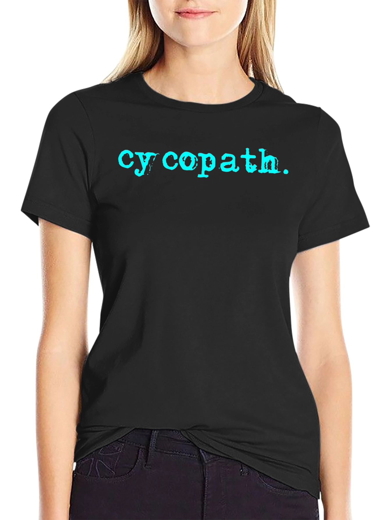 Cy-copath T-Shirt - Teal on Black Crew Neck