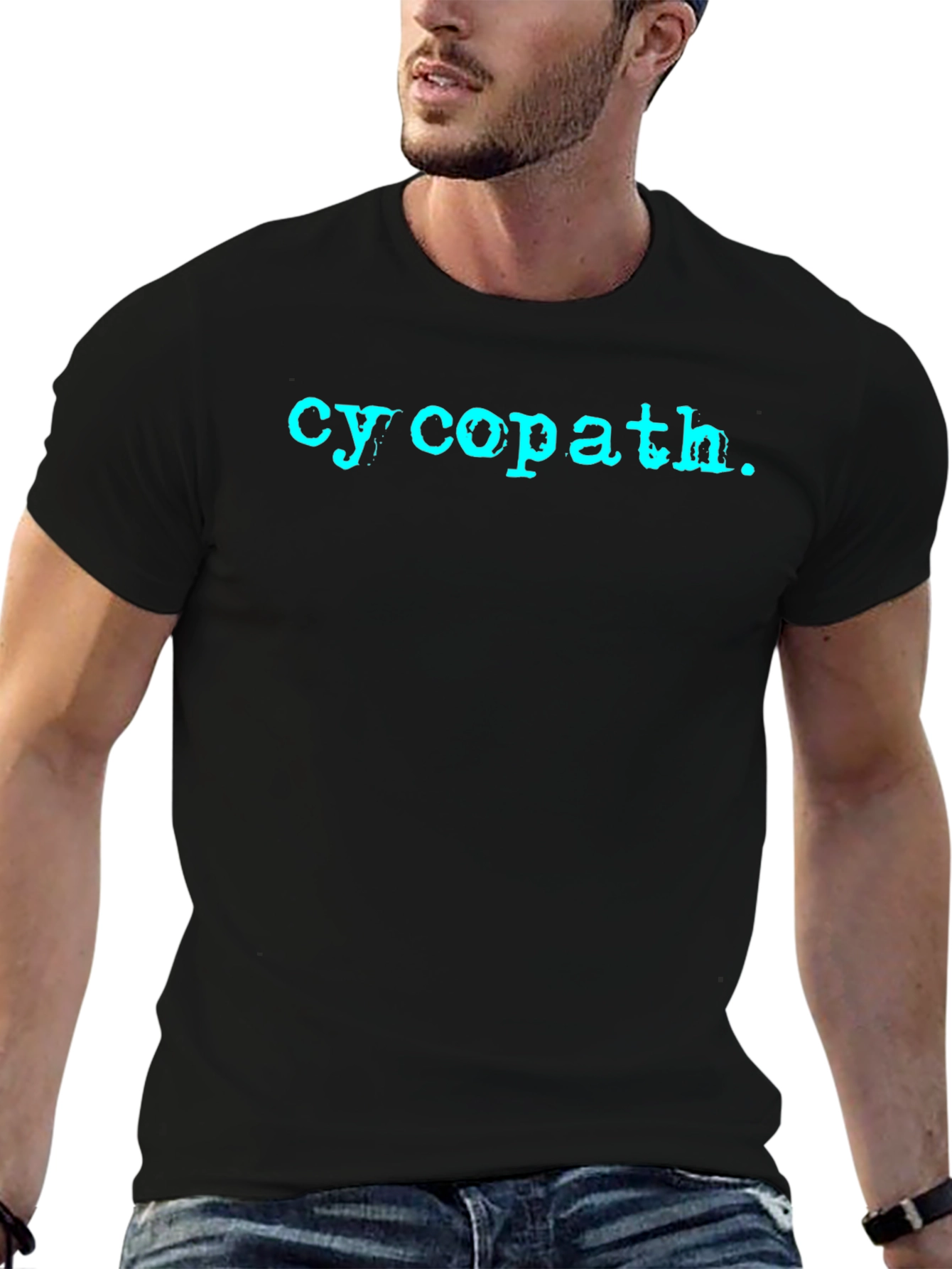 Cy-copath T-Shirt - Teal on Black Crew Neck