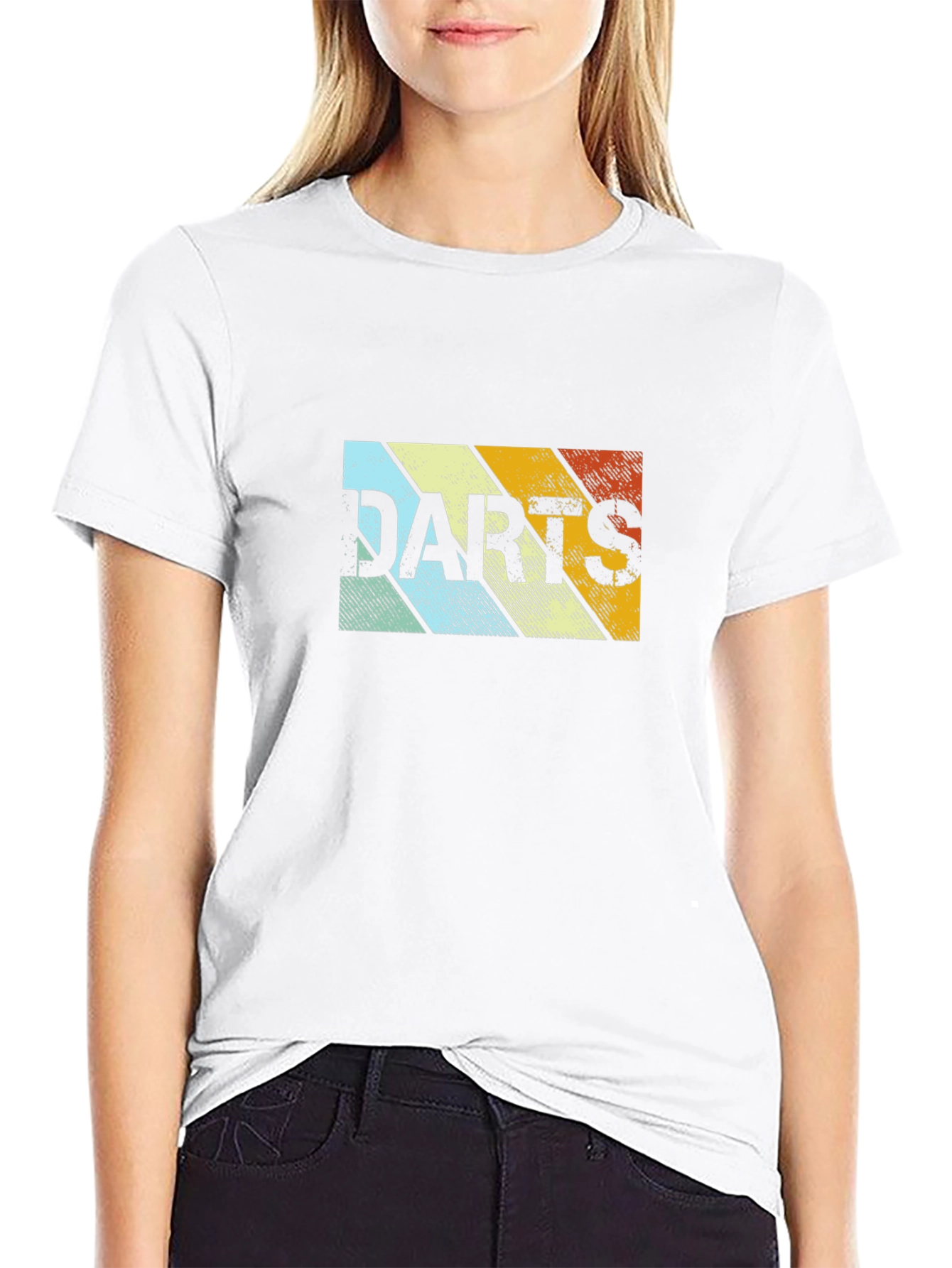 Retro Darts Graphic Tee - Black Cotton T-Shirt