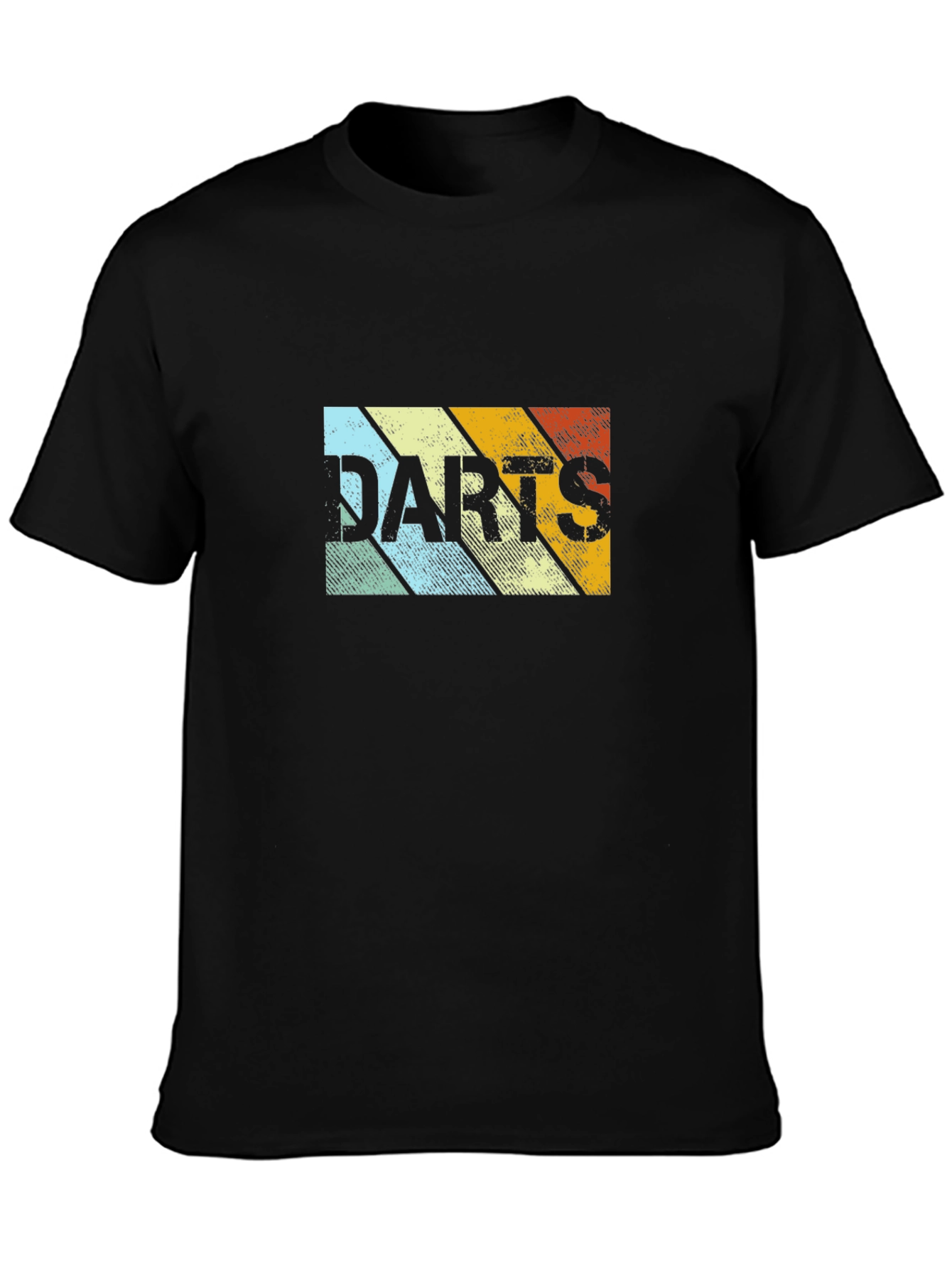 Retro Darts Graphic Tee - Black Cotton T-Shirt