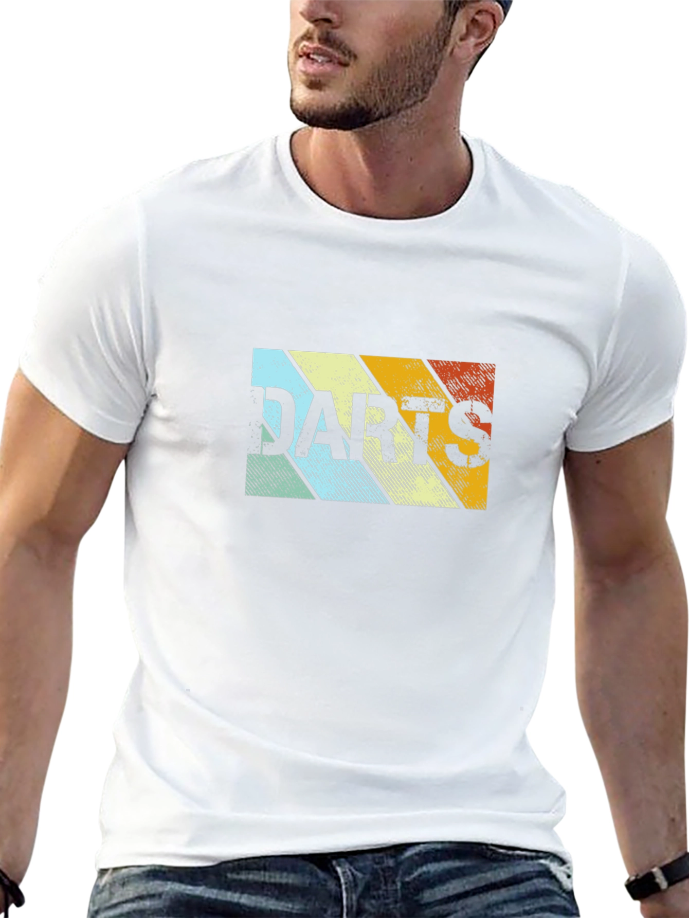 Retro Darts Graphic Tee - Black Cotton T-Shirt