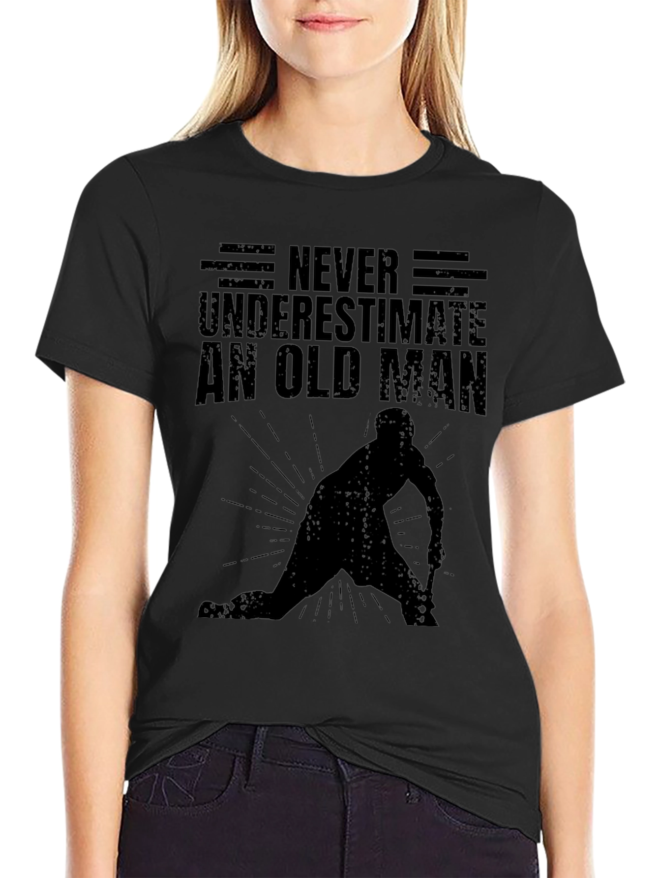 Never Underestimate An Old Man Hockey T-Shirt