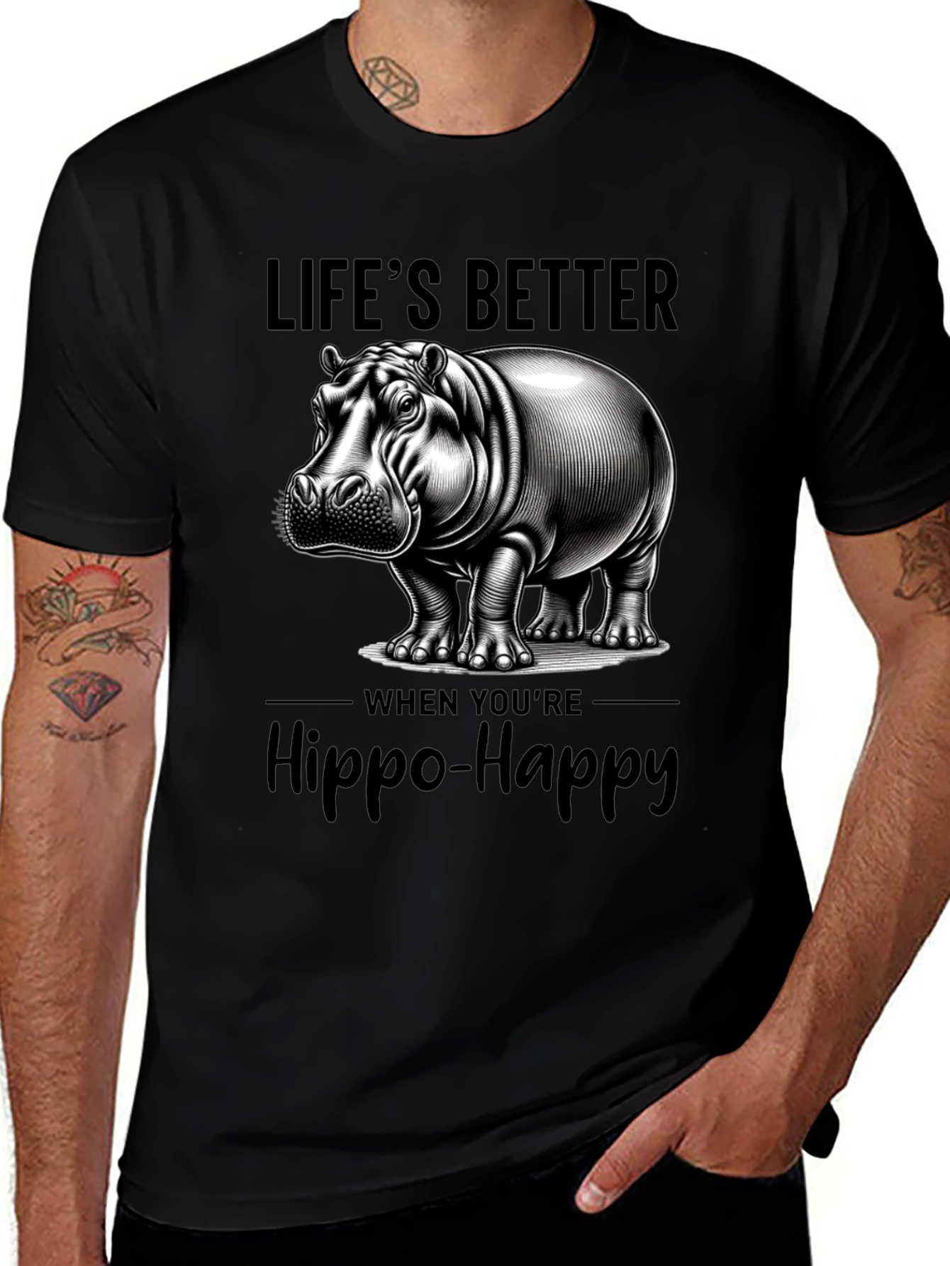 Lifes Better Hippo-Happy T-Shirt