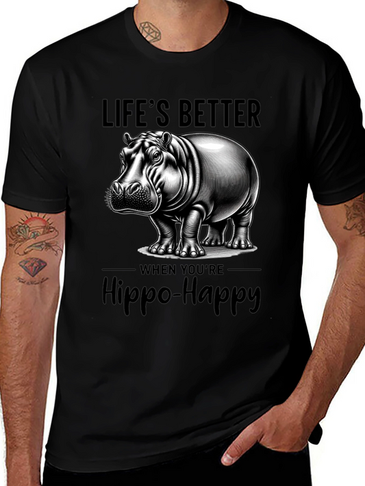 Lifes Better Hippo-Happy T-Shirt