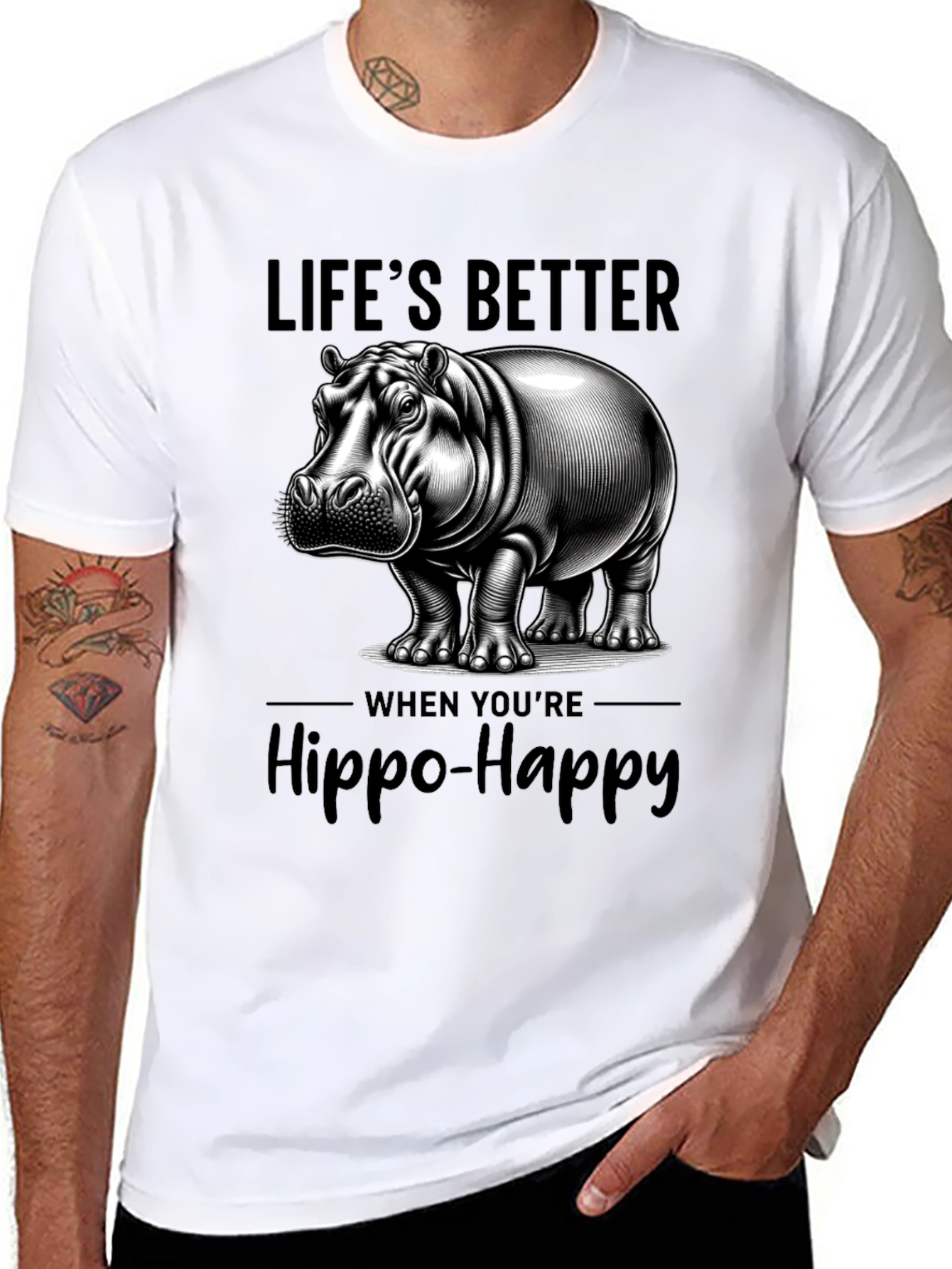 Lifes Better Hippo-Happy T-Shirt