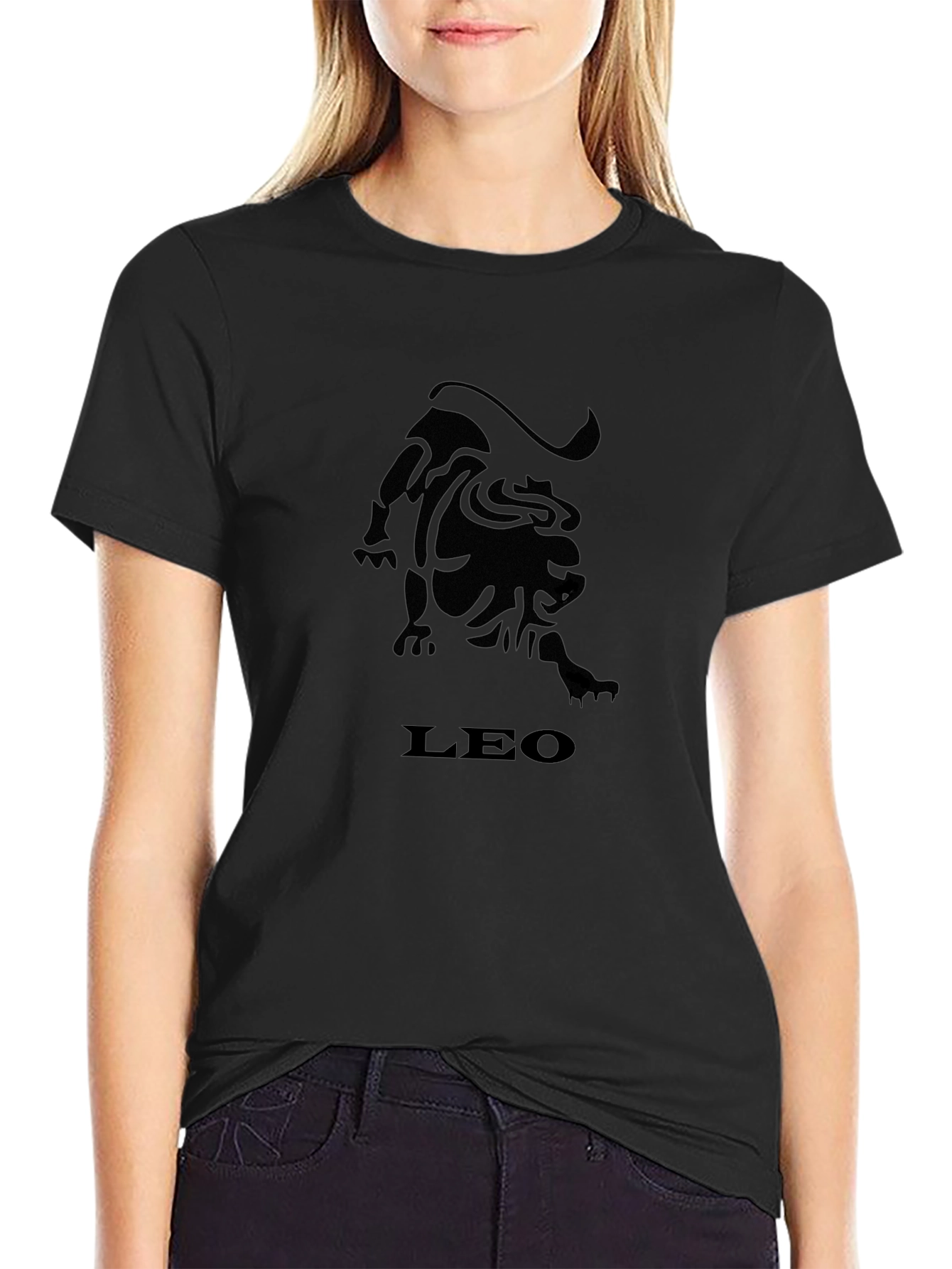 Black Leo Zodiac Graphic T-Shirt