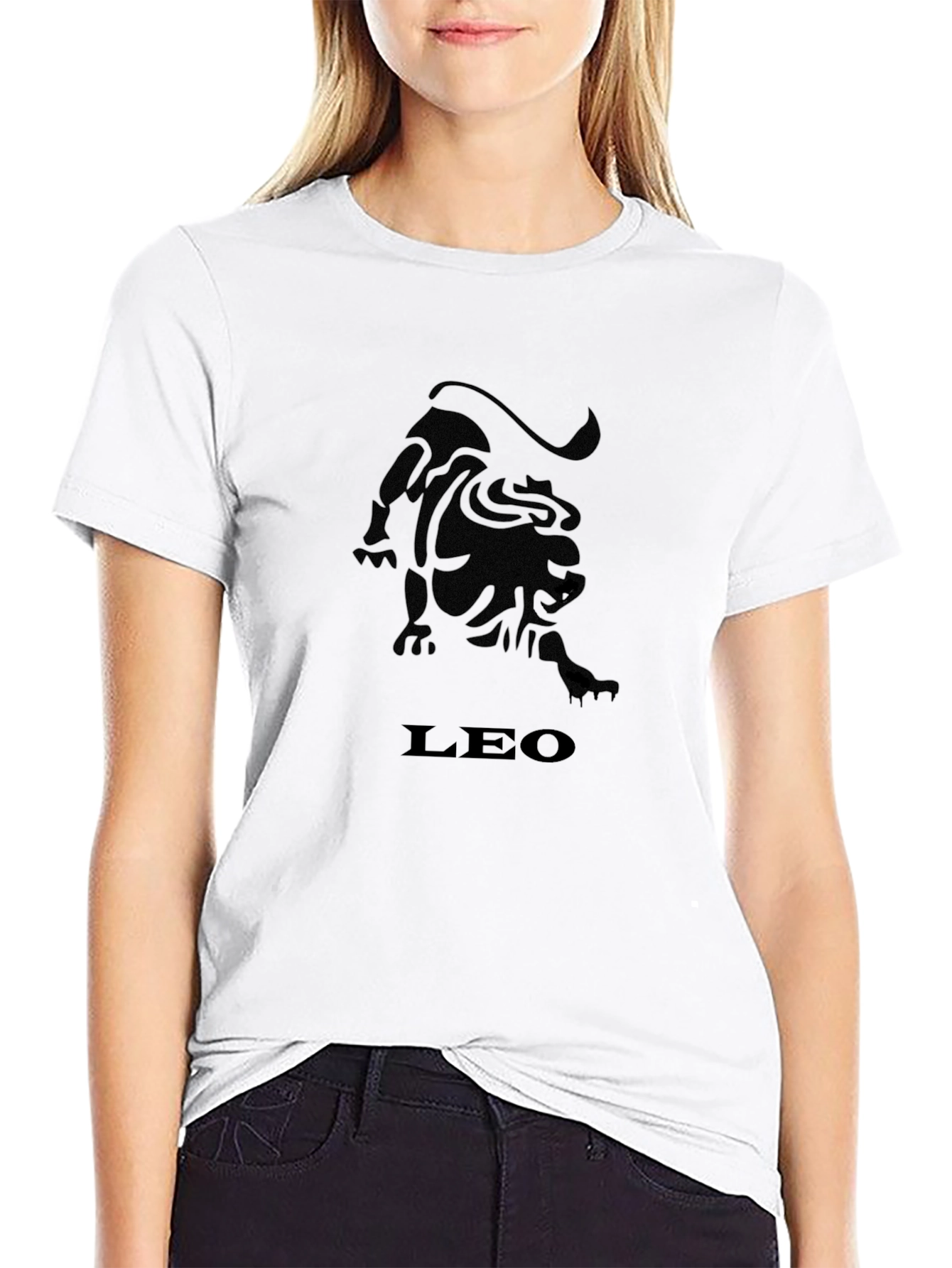 Black Leo Zodiac Graphic T-Shirt