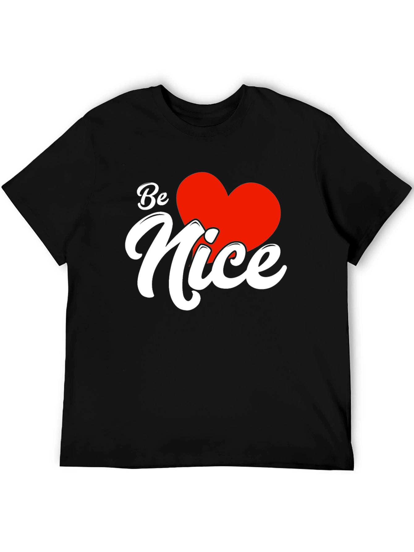 Be Nice Heart Graphic Black T-Shirt