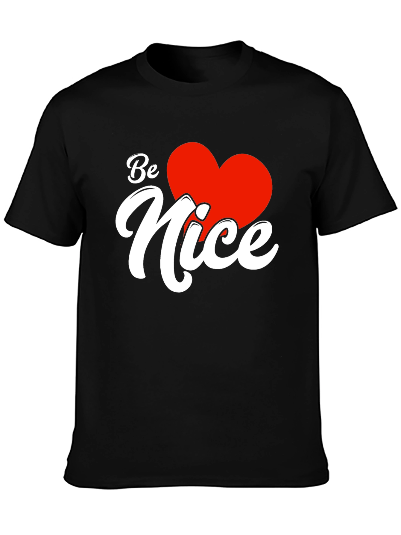 Be Nice Heart Graphic Black T-Shirt