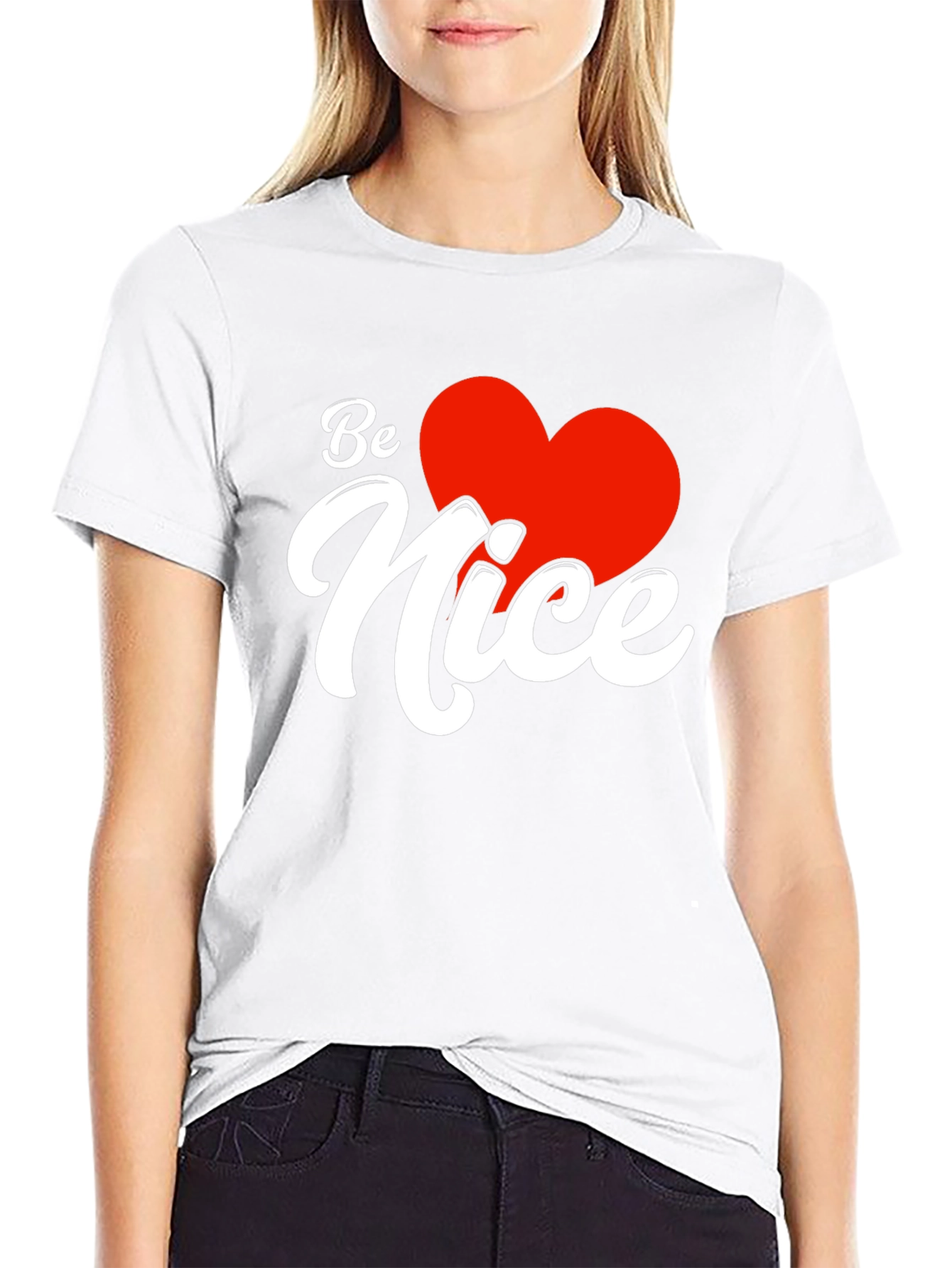 Be Nice Heart Graphic Black T-Shirt