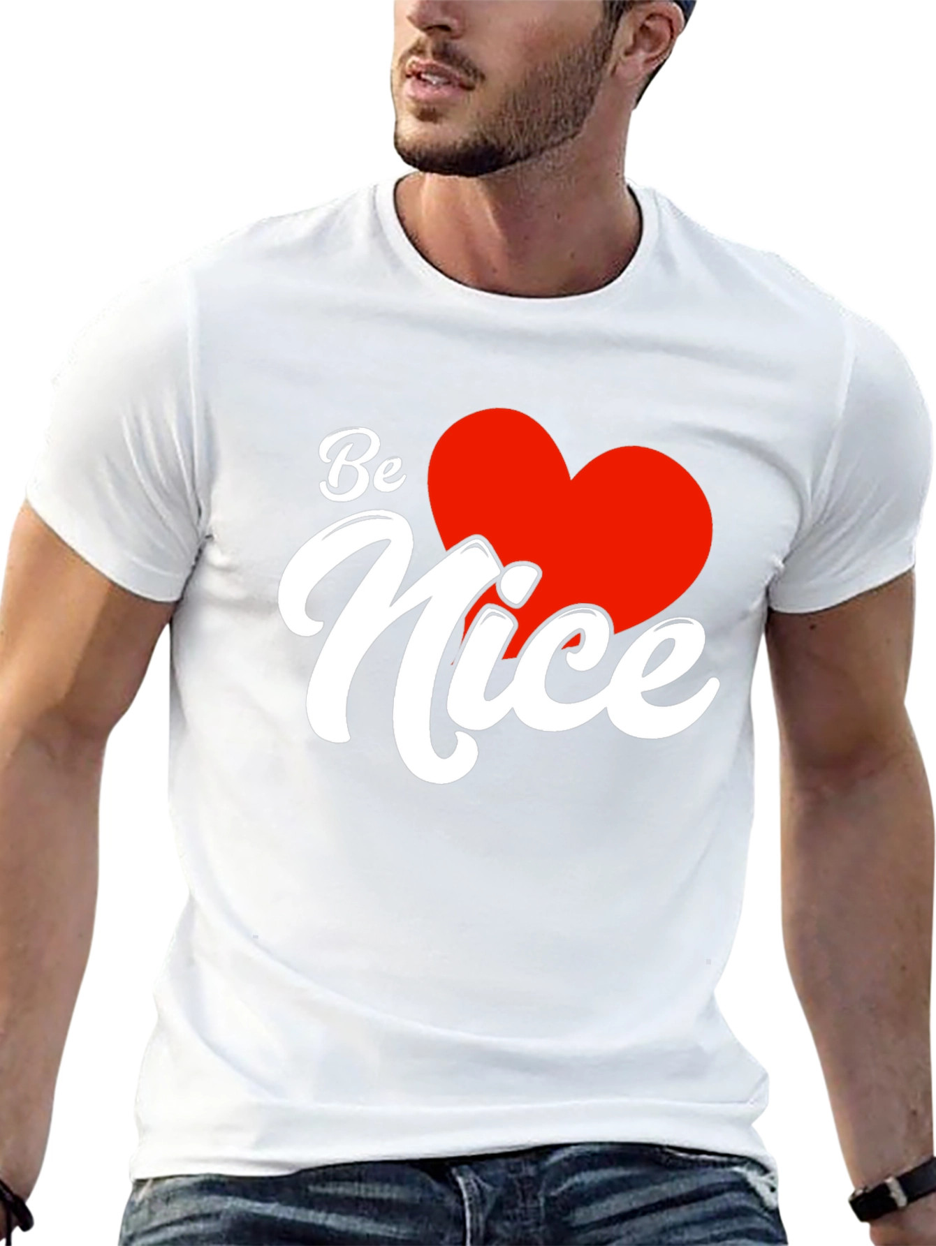 Be Nice Heart Graphic Black T-Shirt