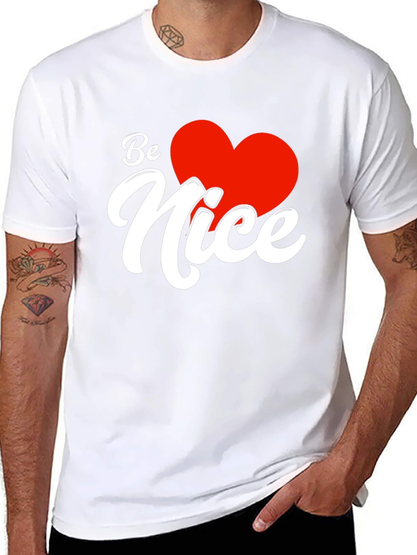 Be Nice Heart Graphic Black T-Shirt