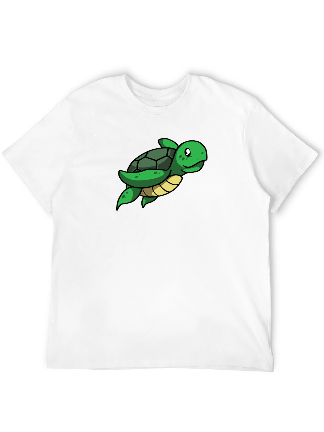 Cute Turtle Graphic Tee - Black Cotton T-Shirt
