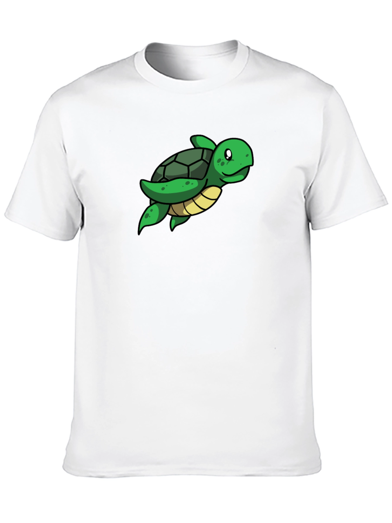 Cute Turtle Graphic Tee - Black Cotton T-Shirt