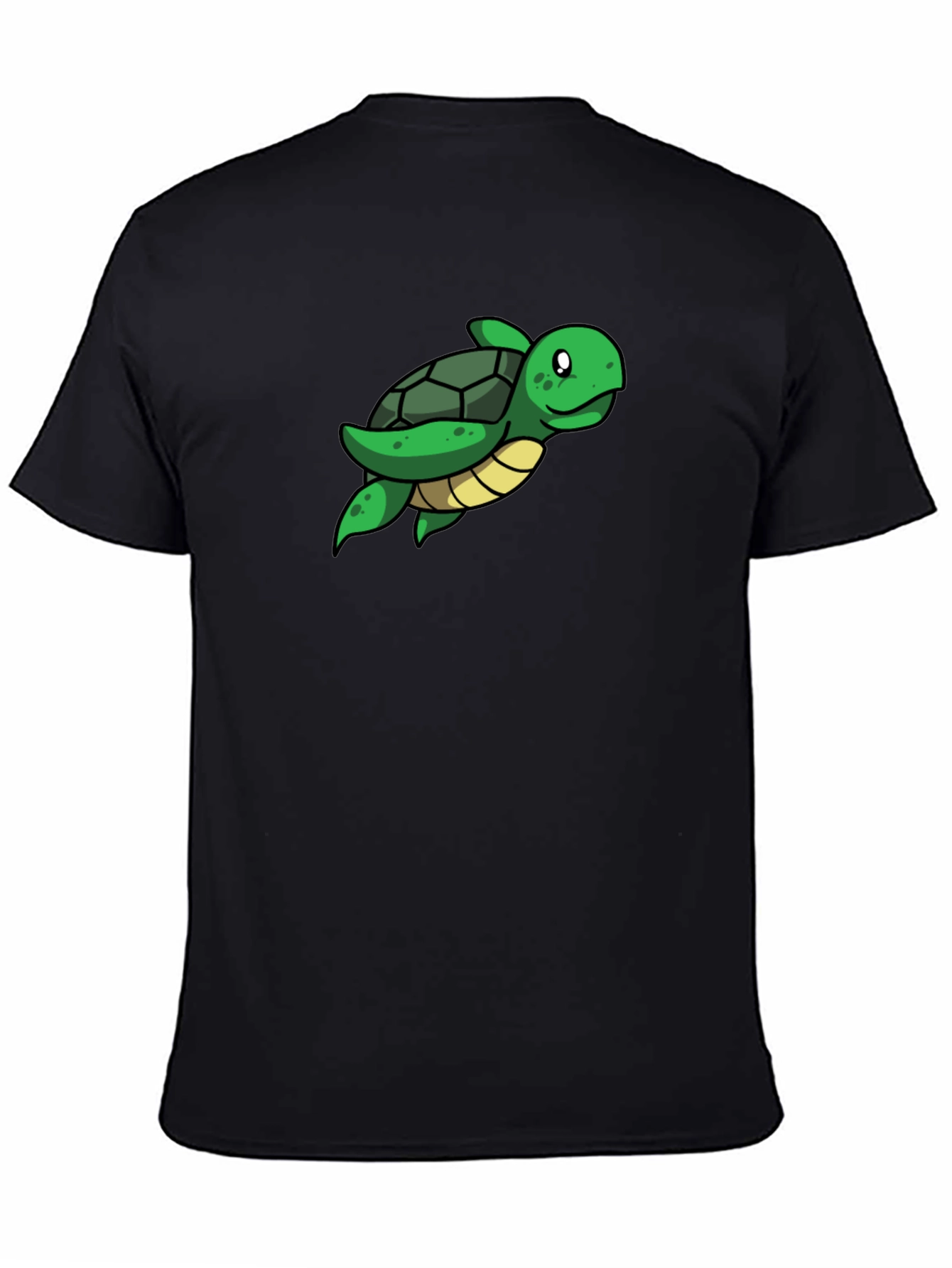 Cute Turtle Graphic Tee - Black Cotton T-Shirt
