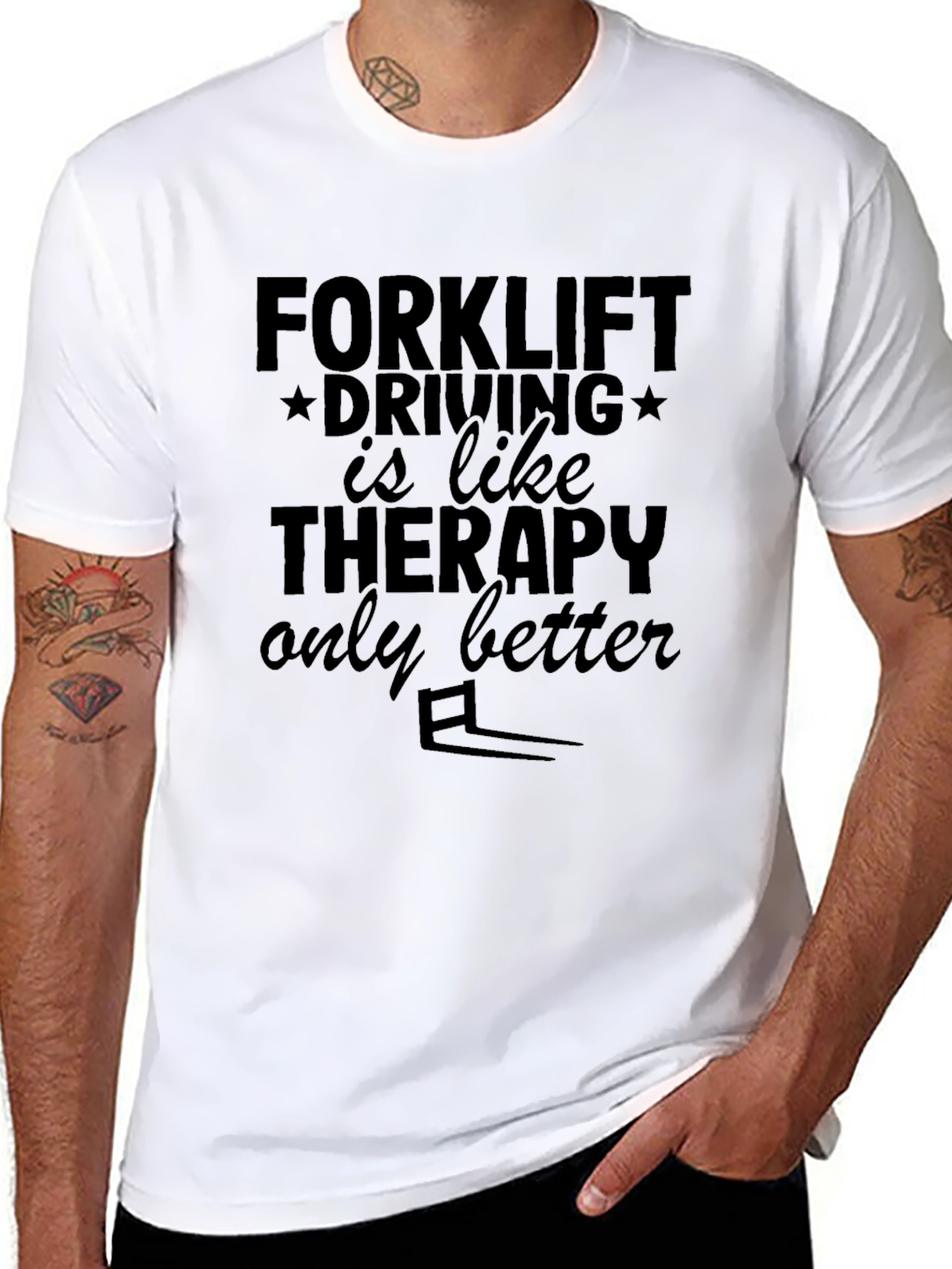 Forklift Driving Therapy Black T-Shirt