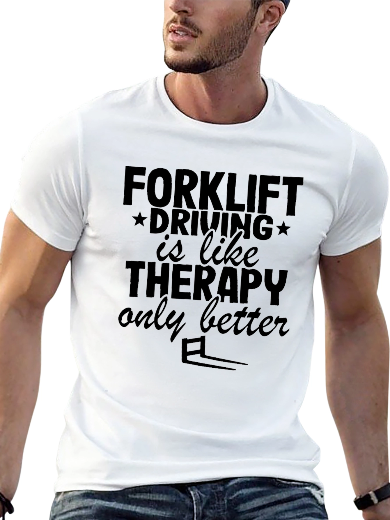 Forklift Driving Therapy Black T-Shirt