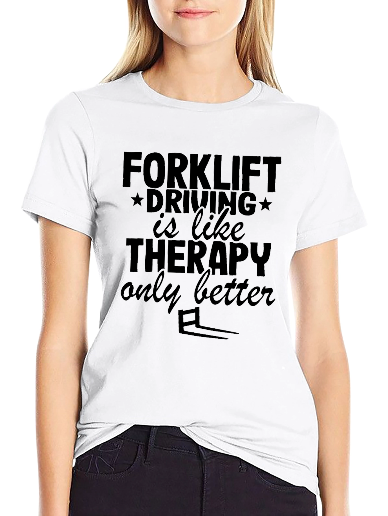 Forklift Driving Therapy Black T-Shirt