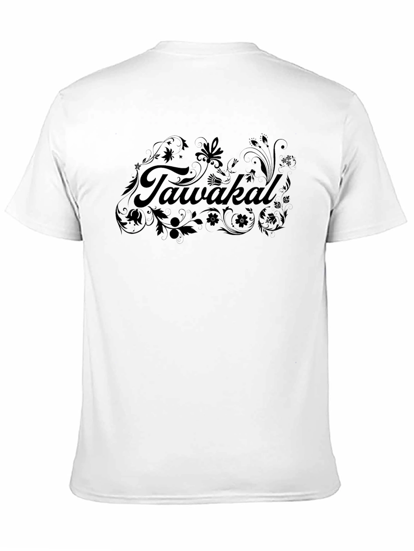 Mens Black Floral Tawakal Graphic T-Shirt