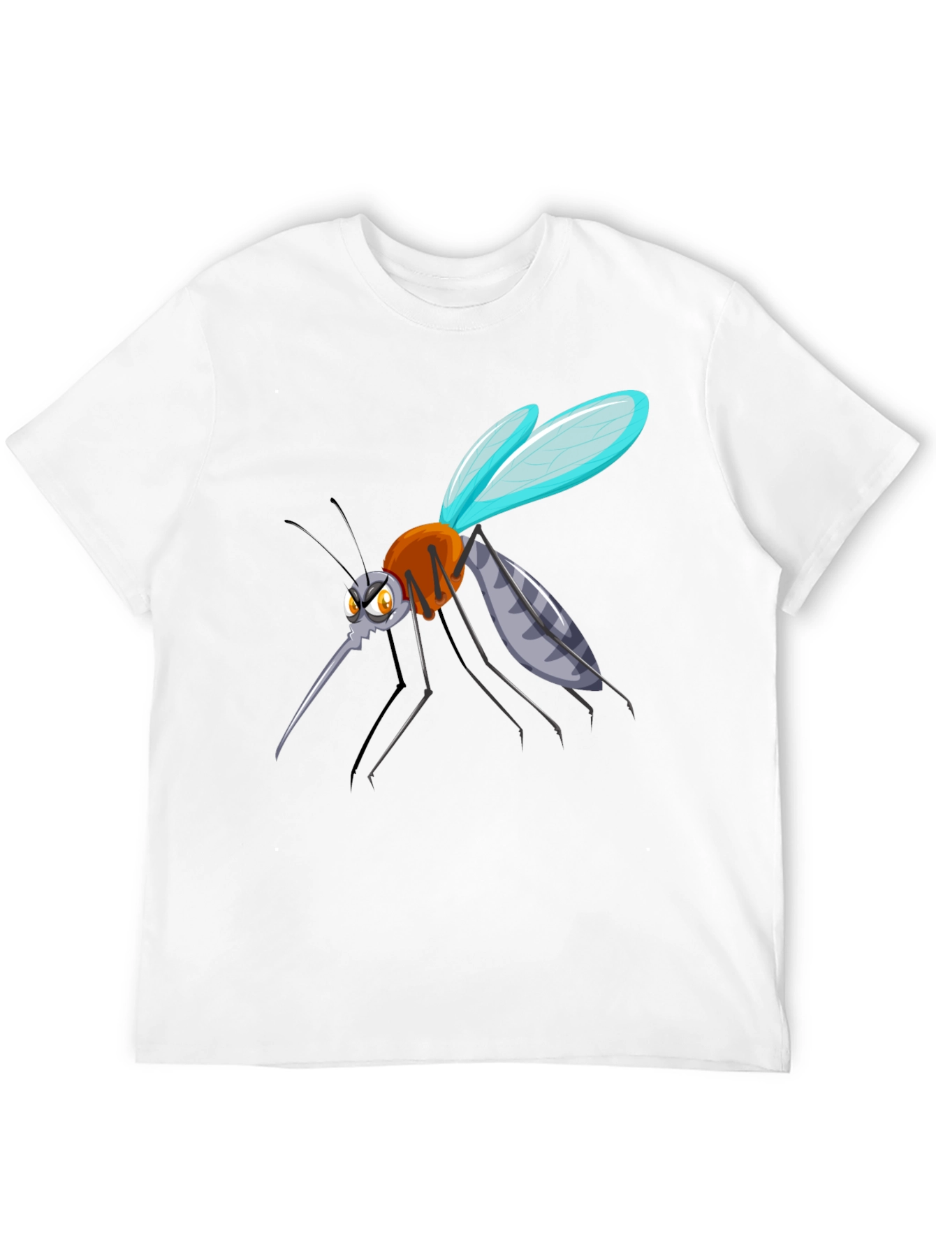 Cartoon Mosquito Graphic Tee - Black Cotton Blend