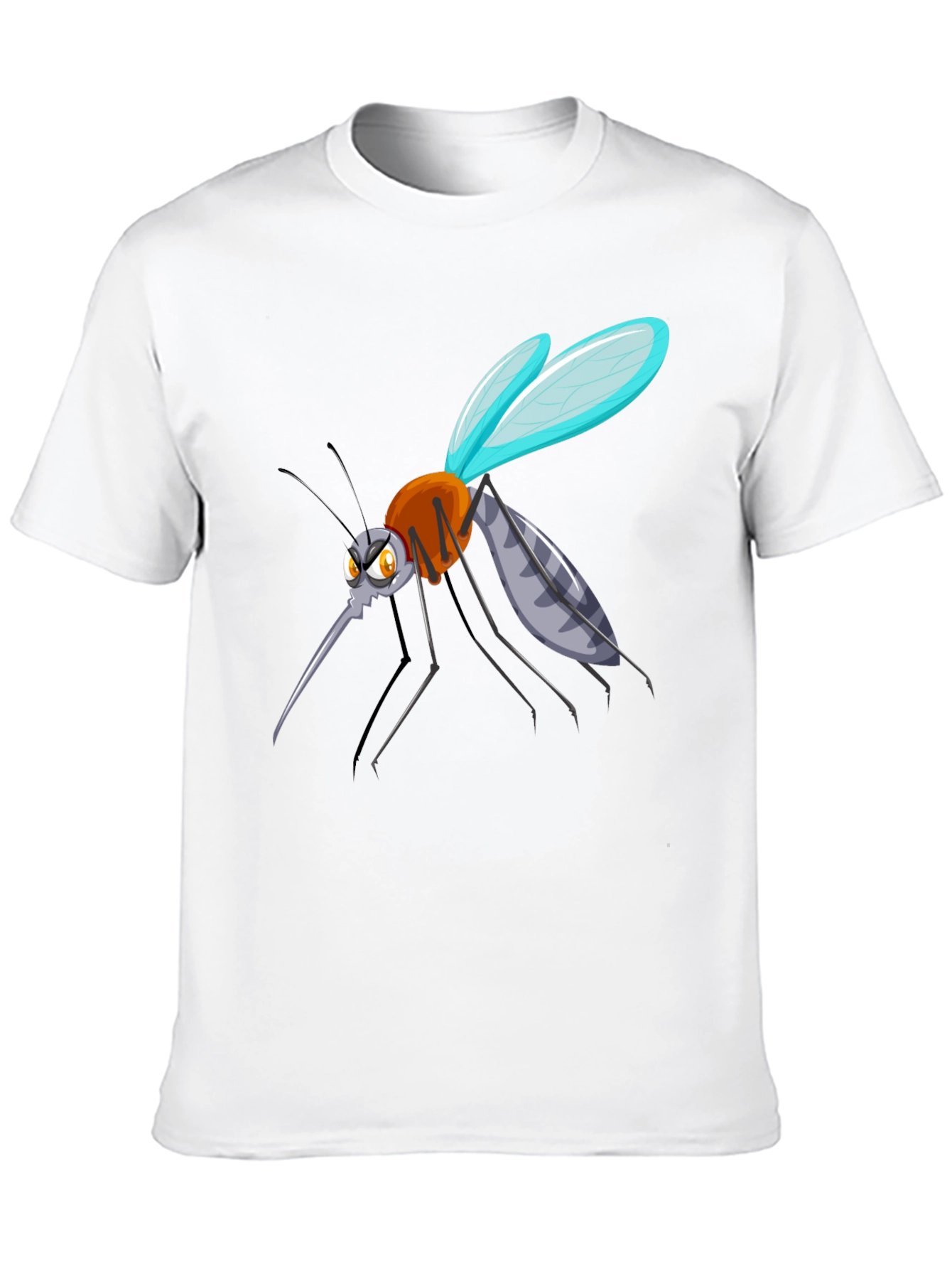 Cartoon Mosquito Graphic Tee - Black Cotton Blend