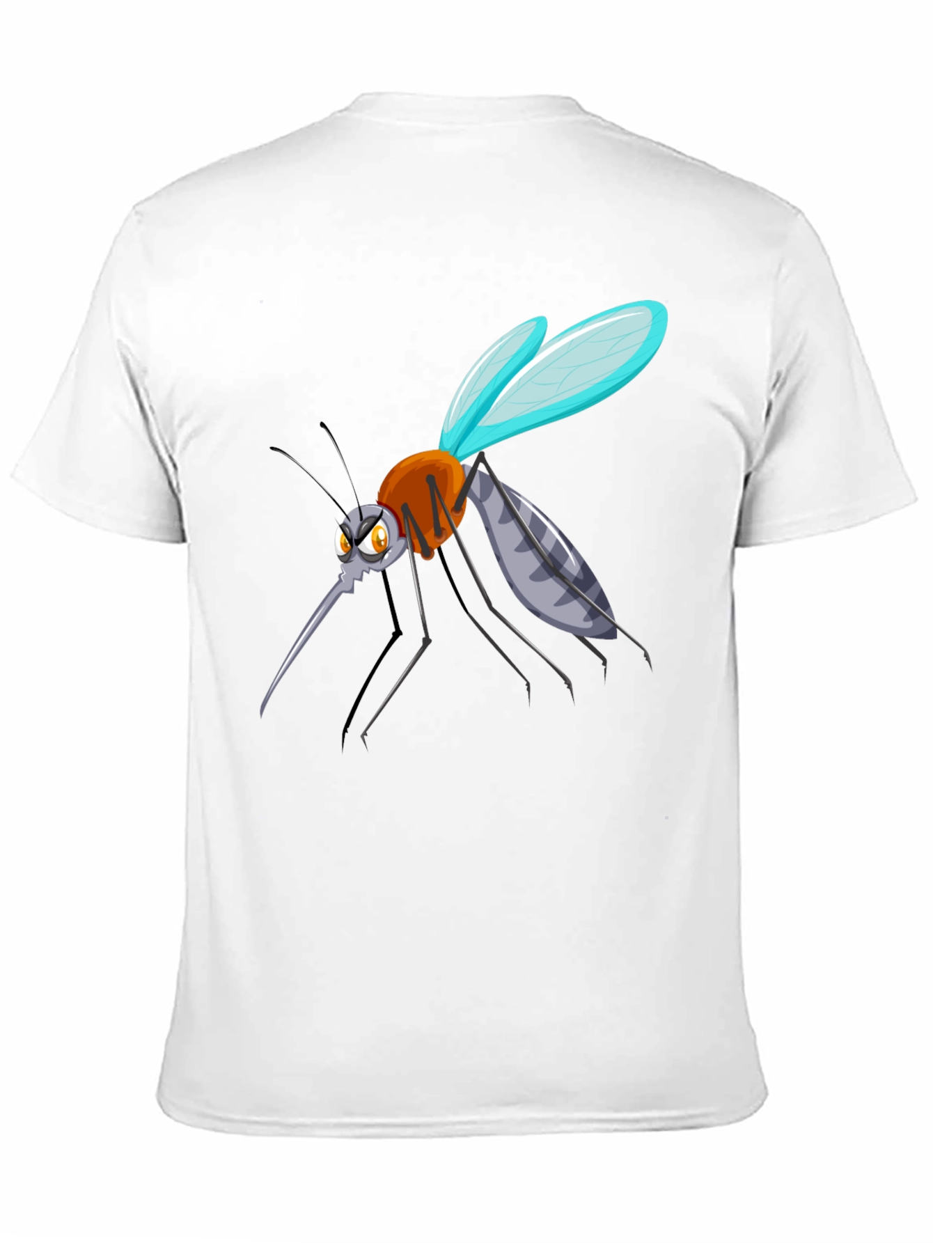 Cartoon Mosquito Graphic Tee - Black Cotton Blend