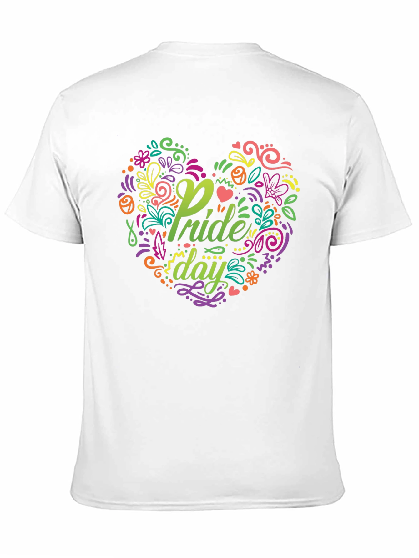 Pride Day Floral Heart Black T-Shirt