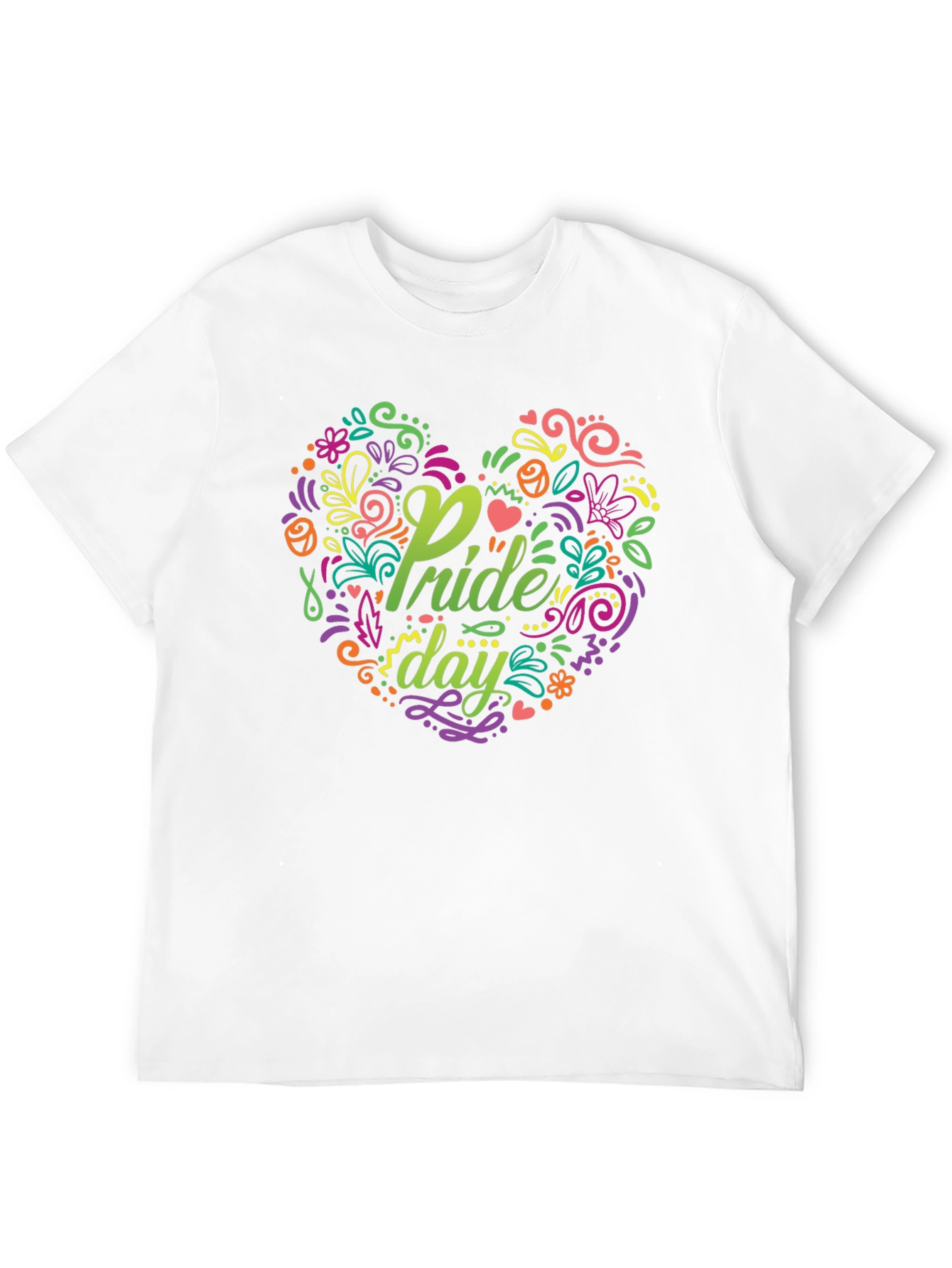 Pride Day Floral Heart Black T-Shirt