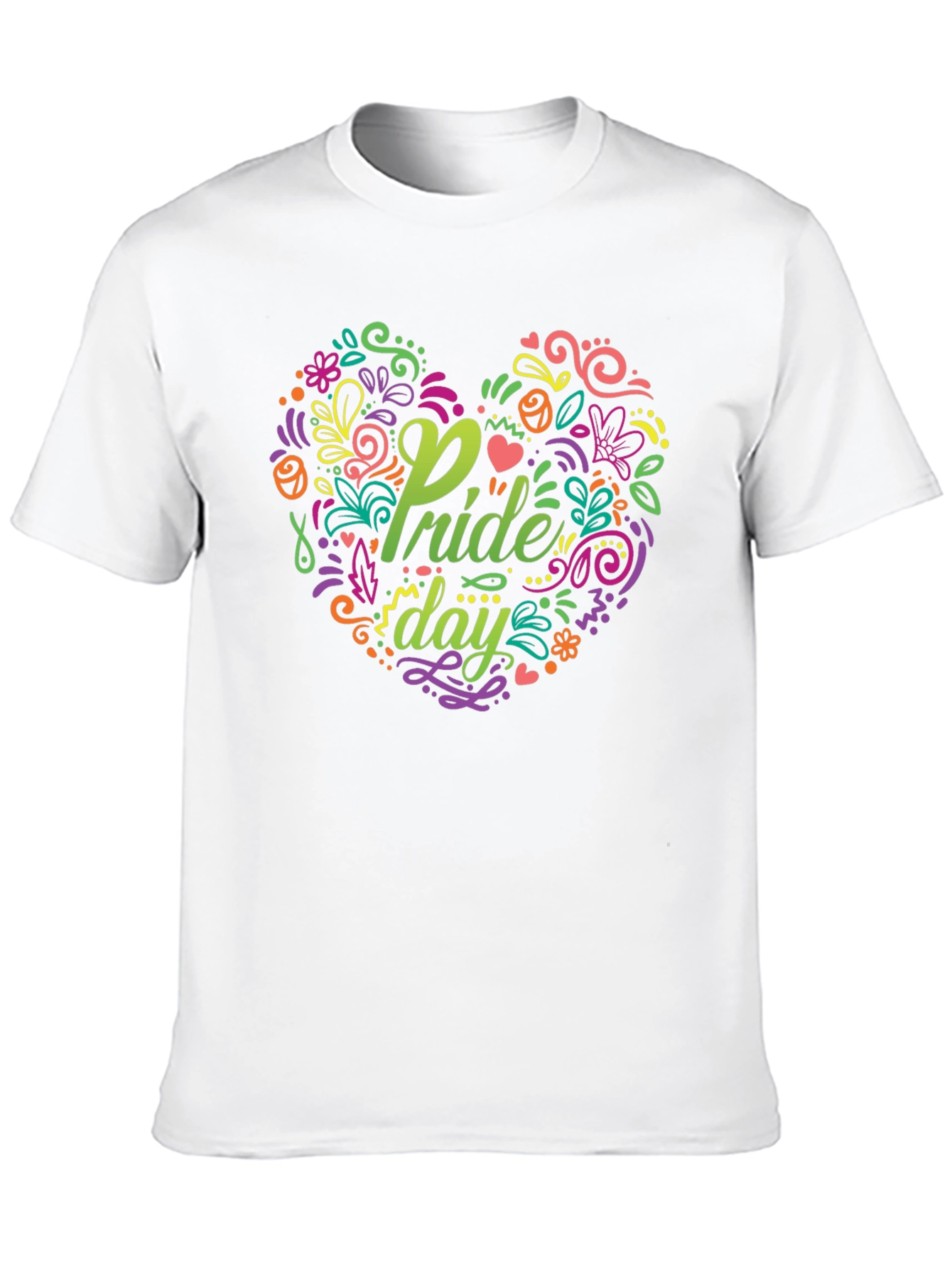 Pride Day Floral Heart Black T-Shirt