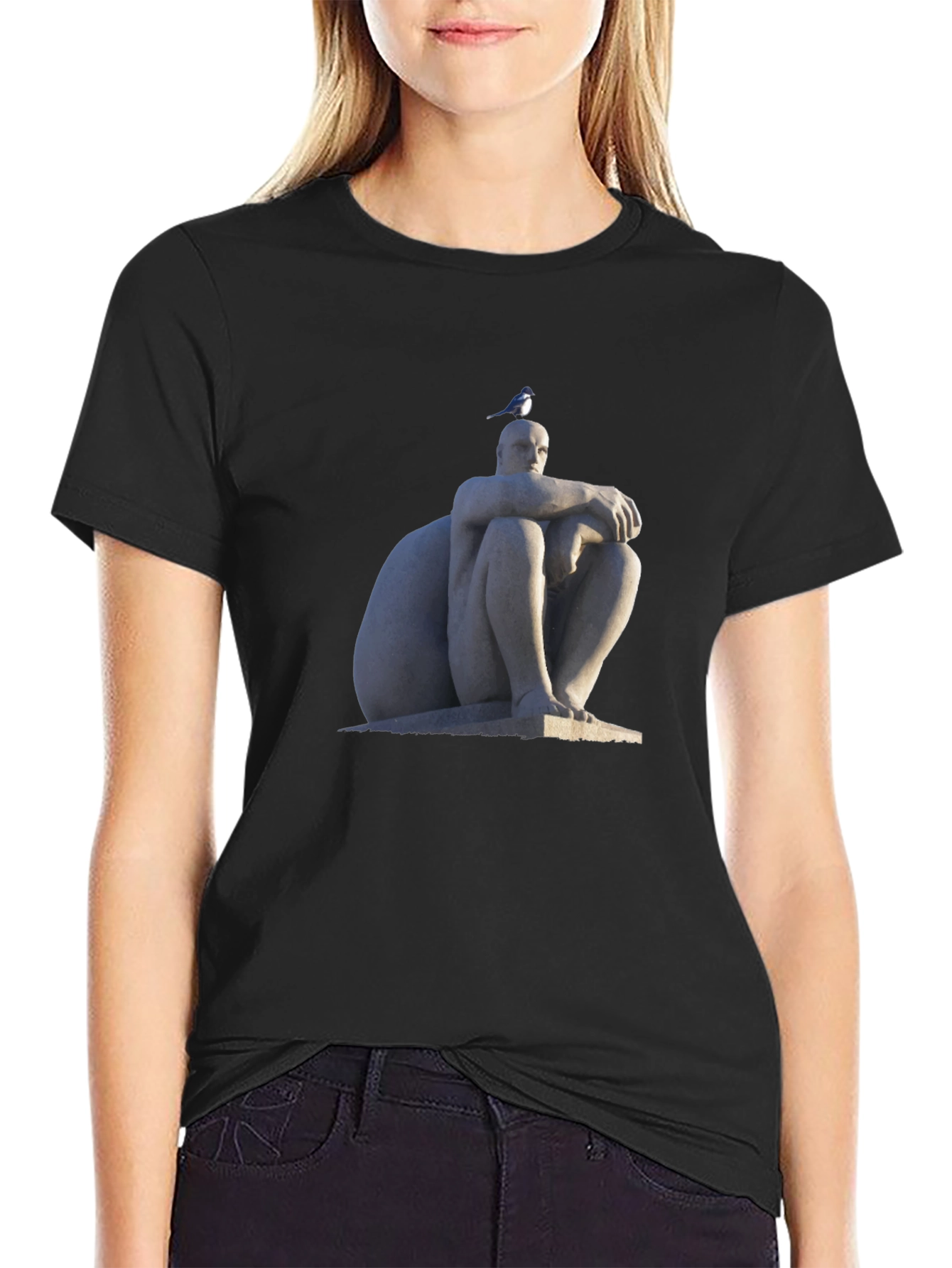 Statue Print Black T-Shirt