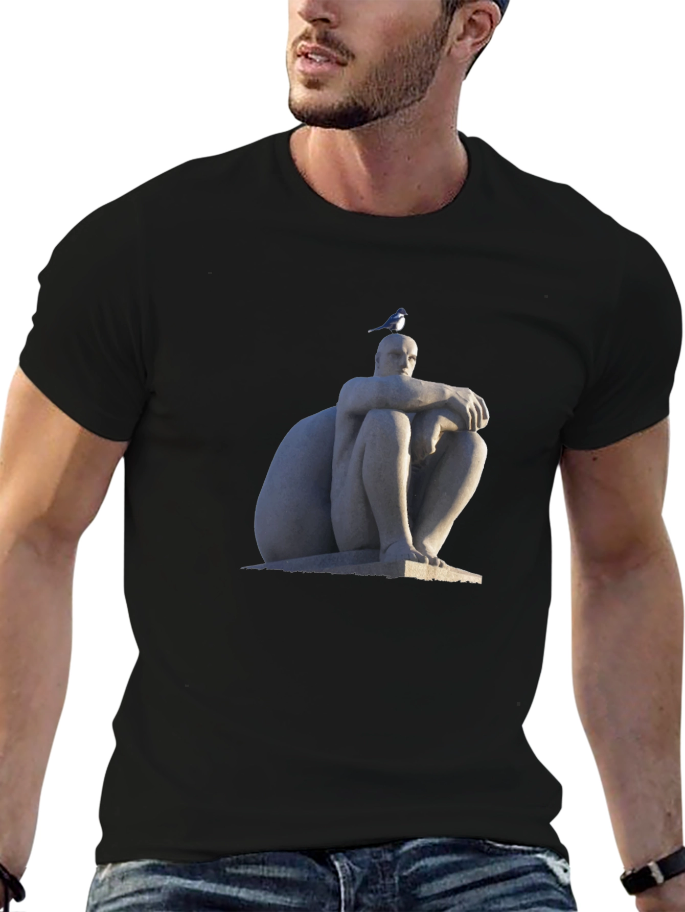 Statue Print Black T-Shirt