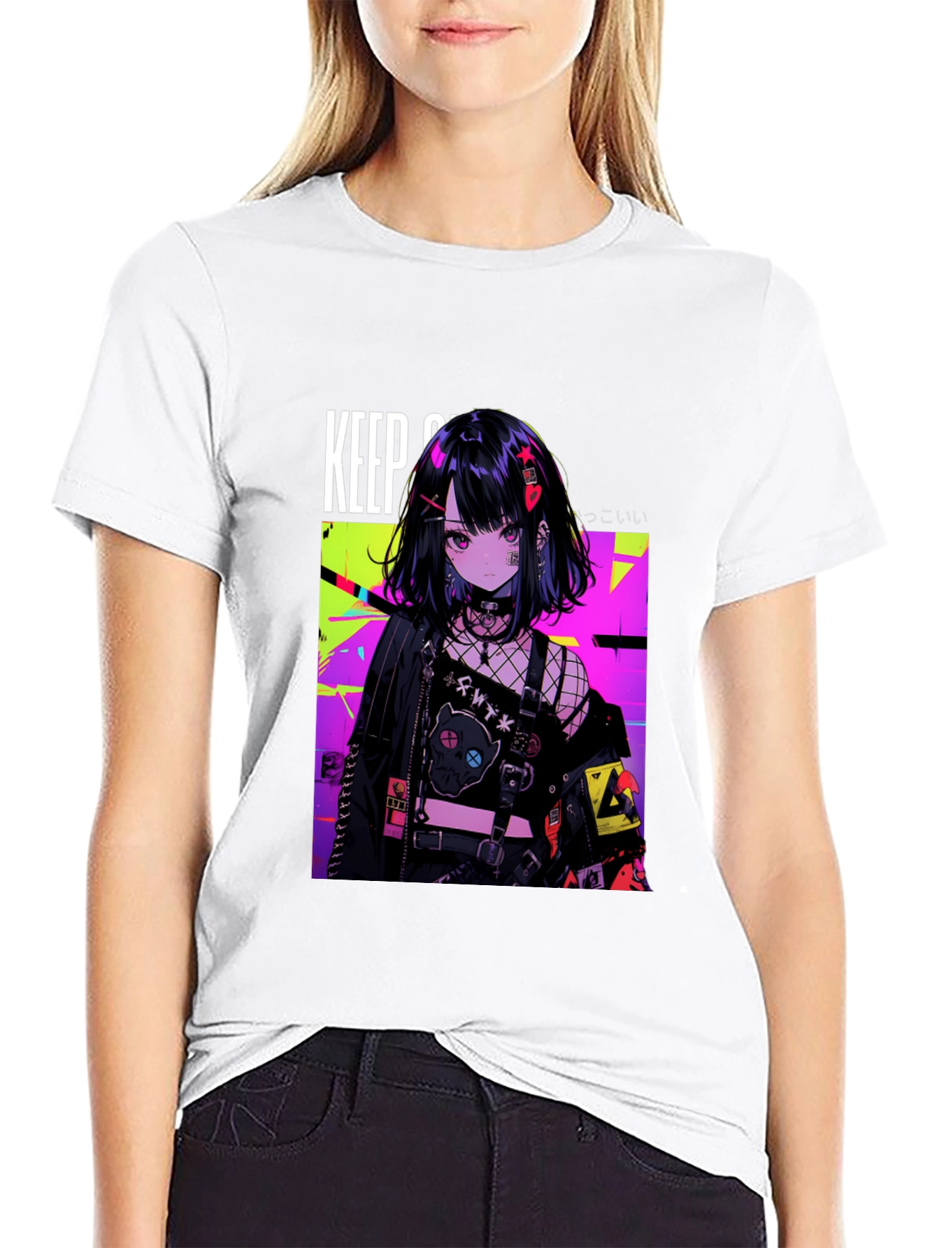 Anime Girl Graphic Black T-Shirt