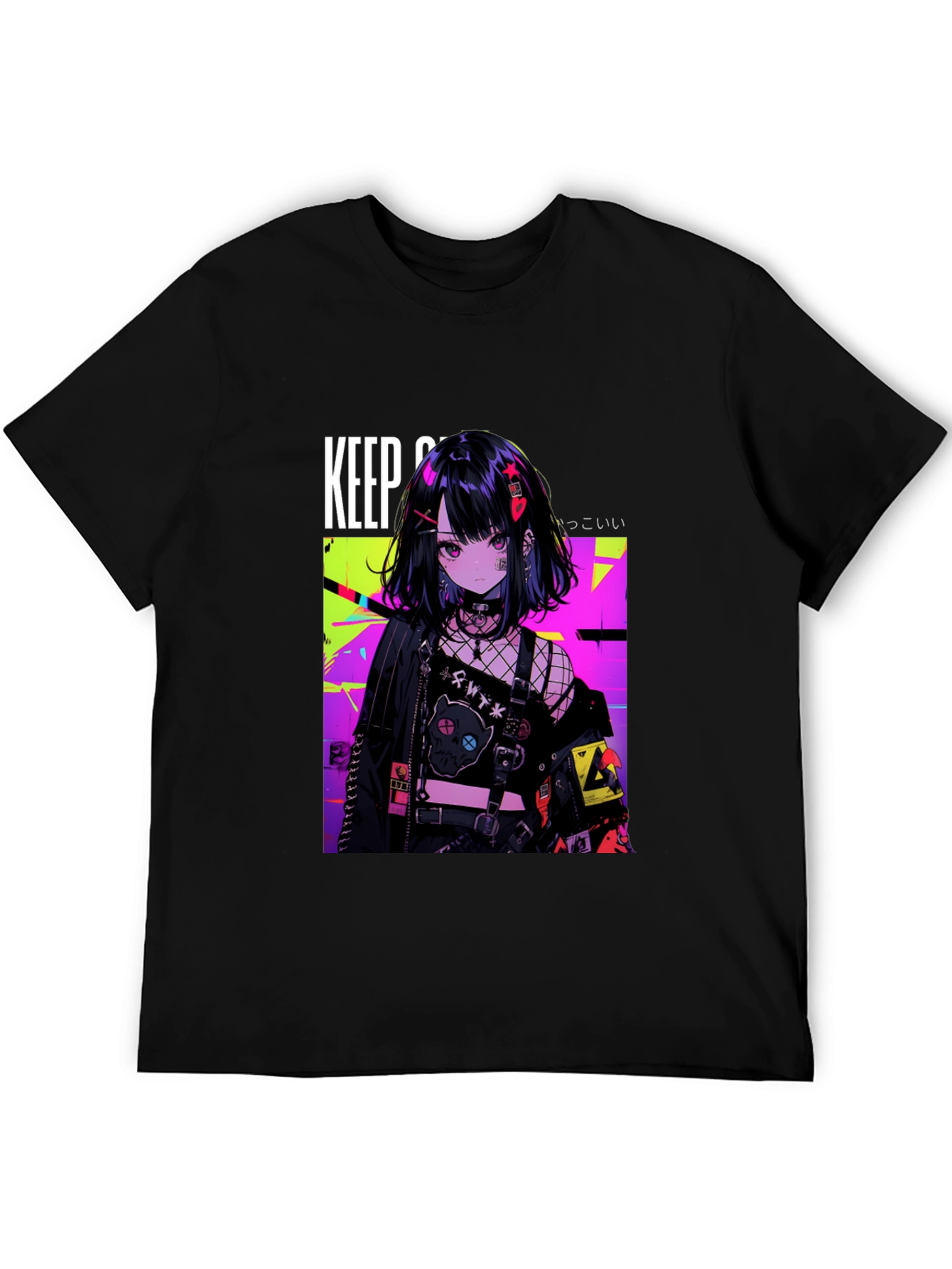 Anime Girl Graphic Black T-Shirt