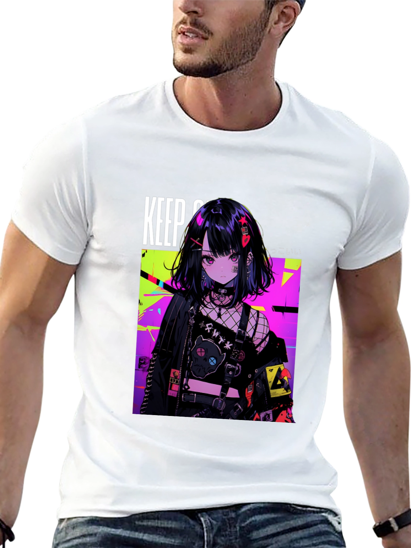 Anime Girl Graphic Black T-Shirt