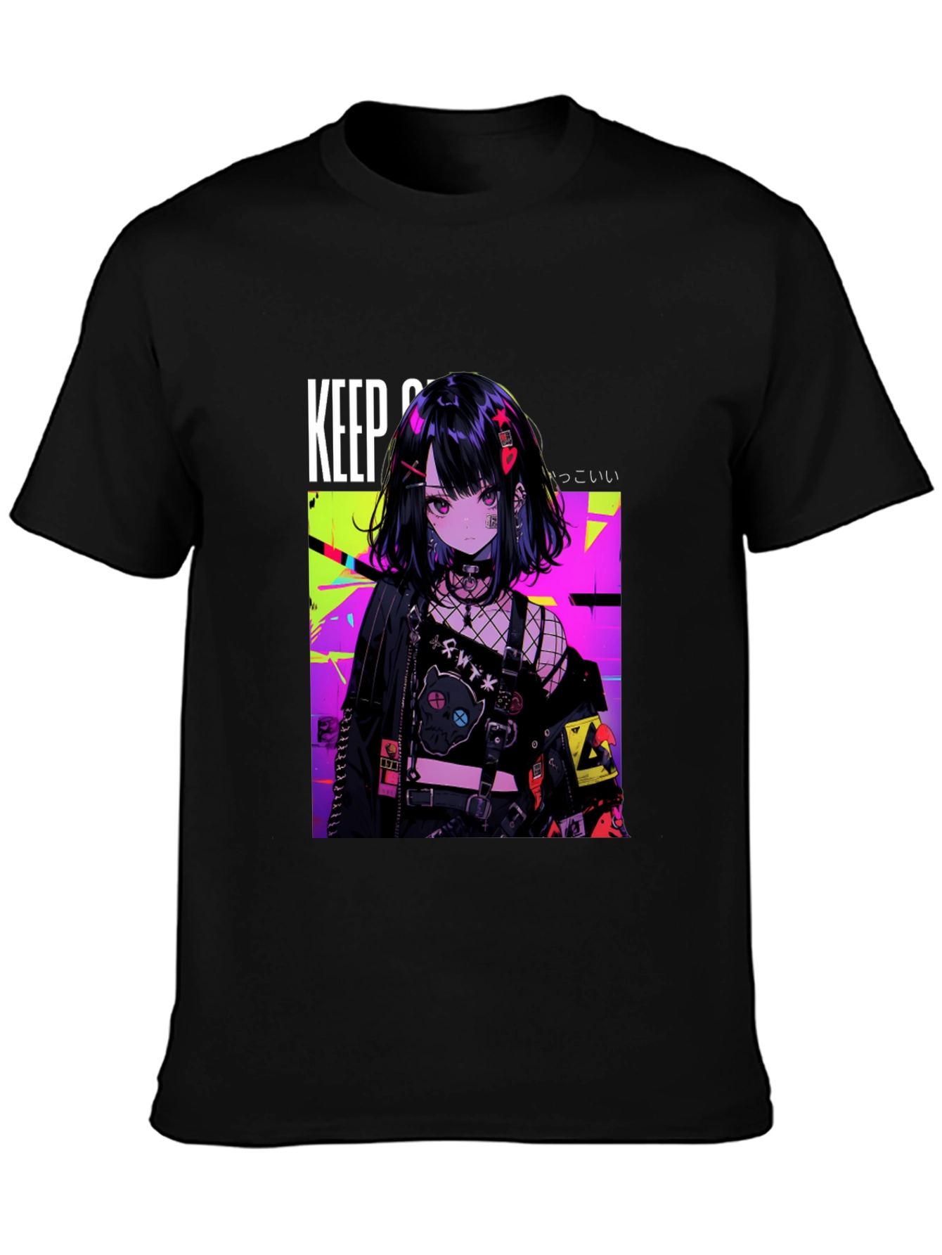 Anime Girl Graphic Black T-Shirt