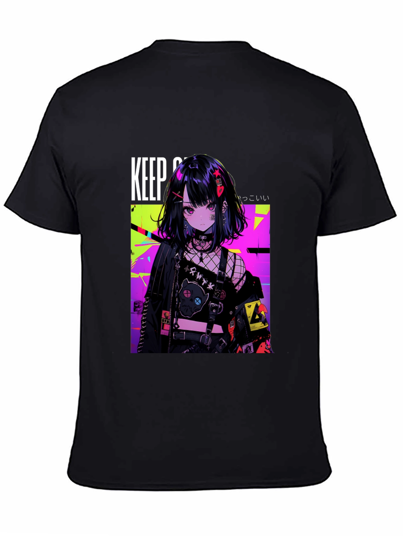 Anime Girl Graphic Black T-Shirt