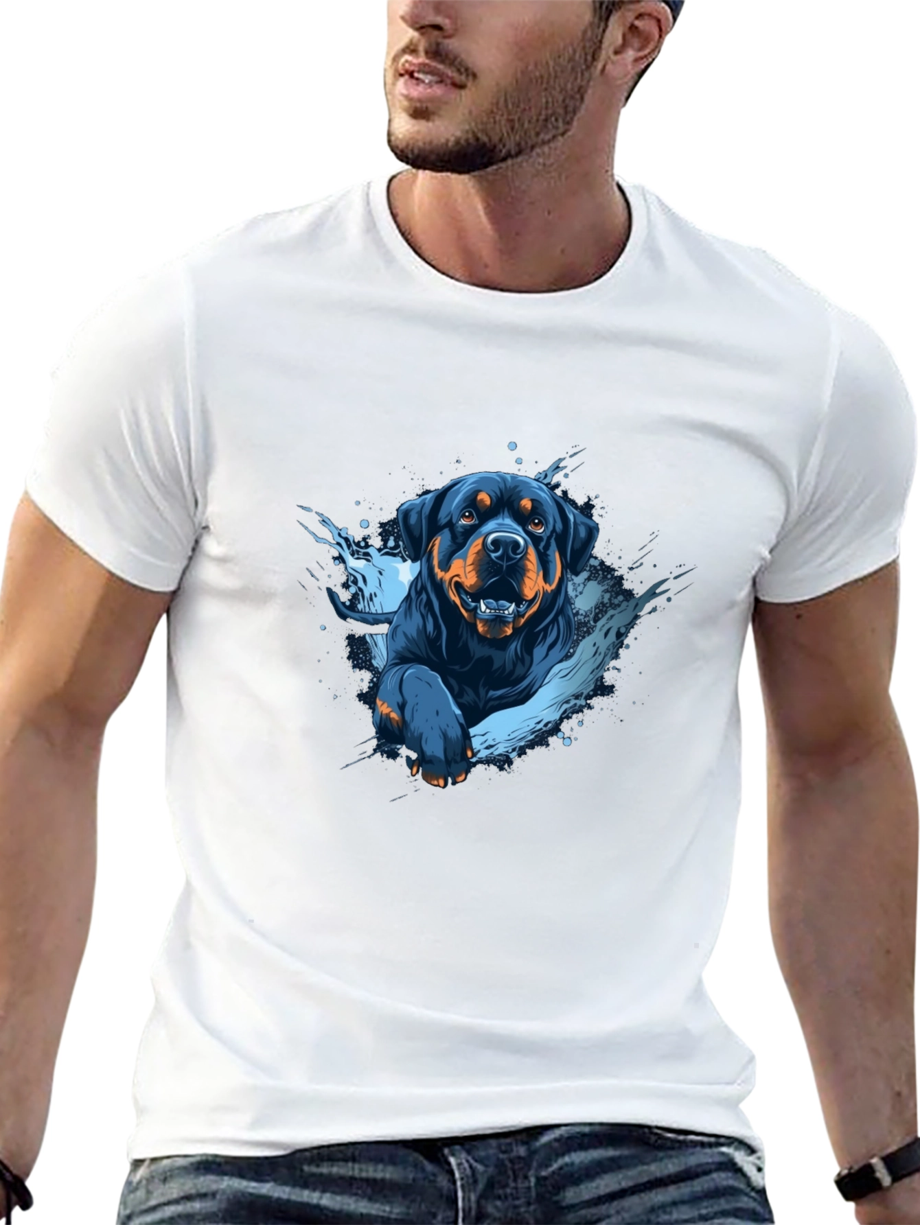 Rottweiler Dog Graphic T-Shirt - Mens Black Tee